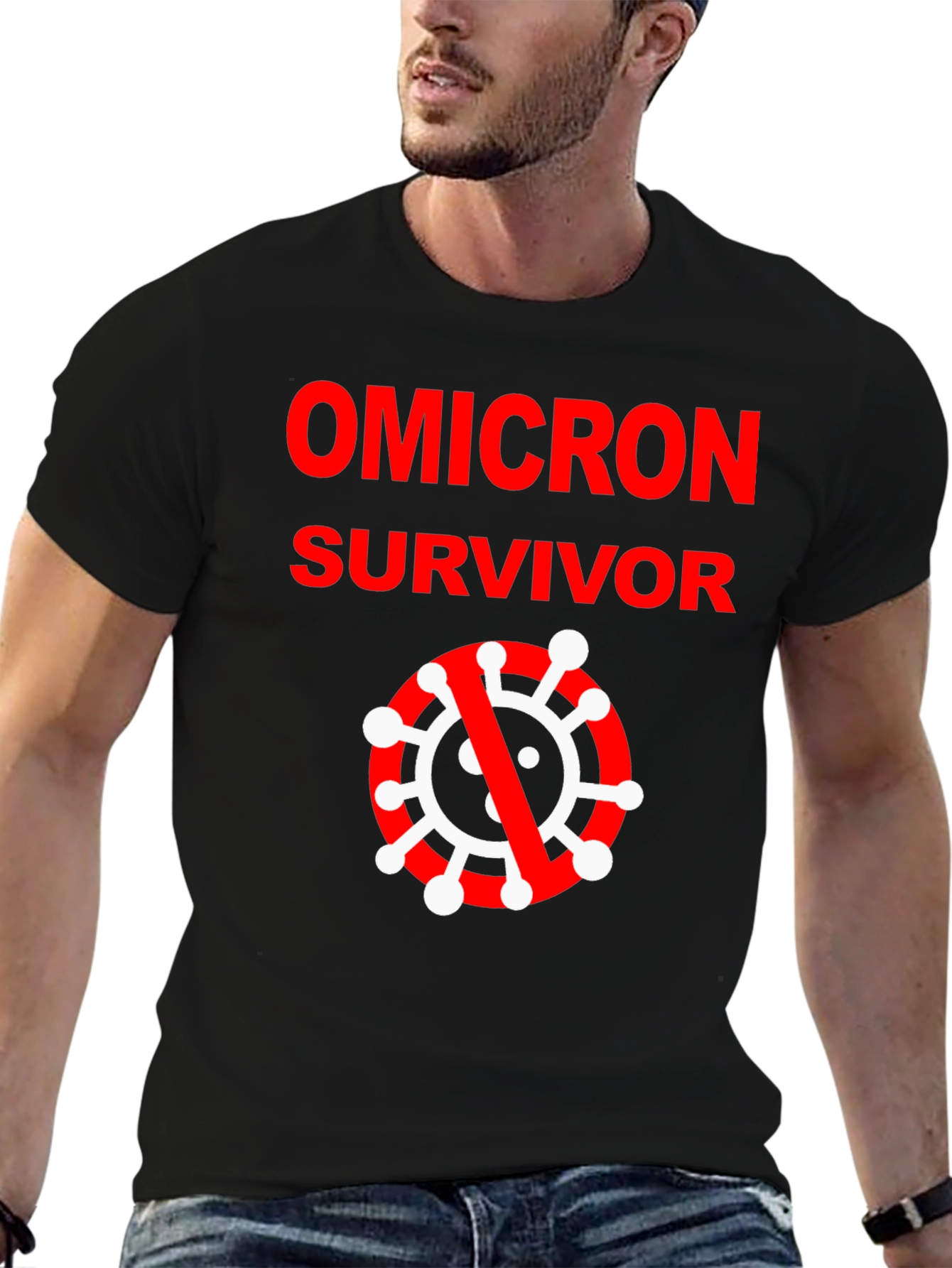Black Omicron Survivor Black T-Shirt view 6