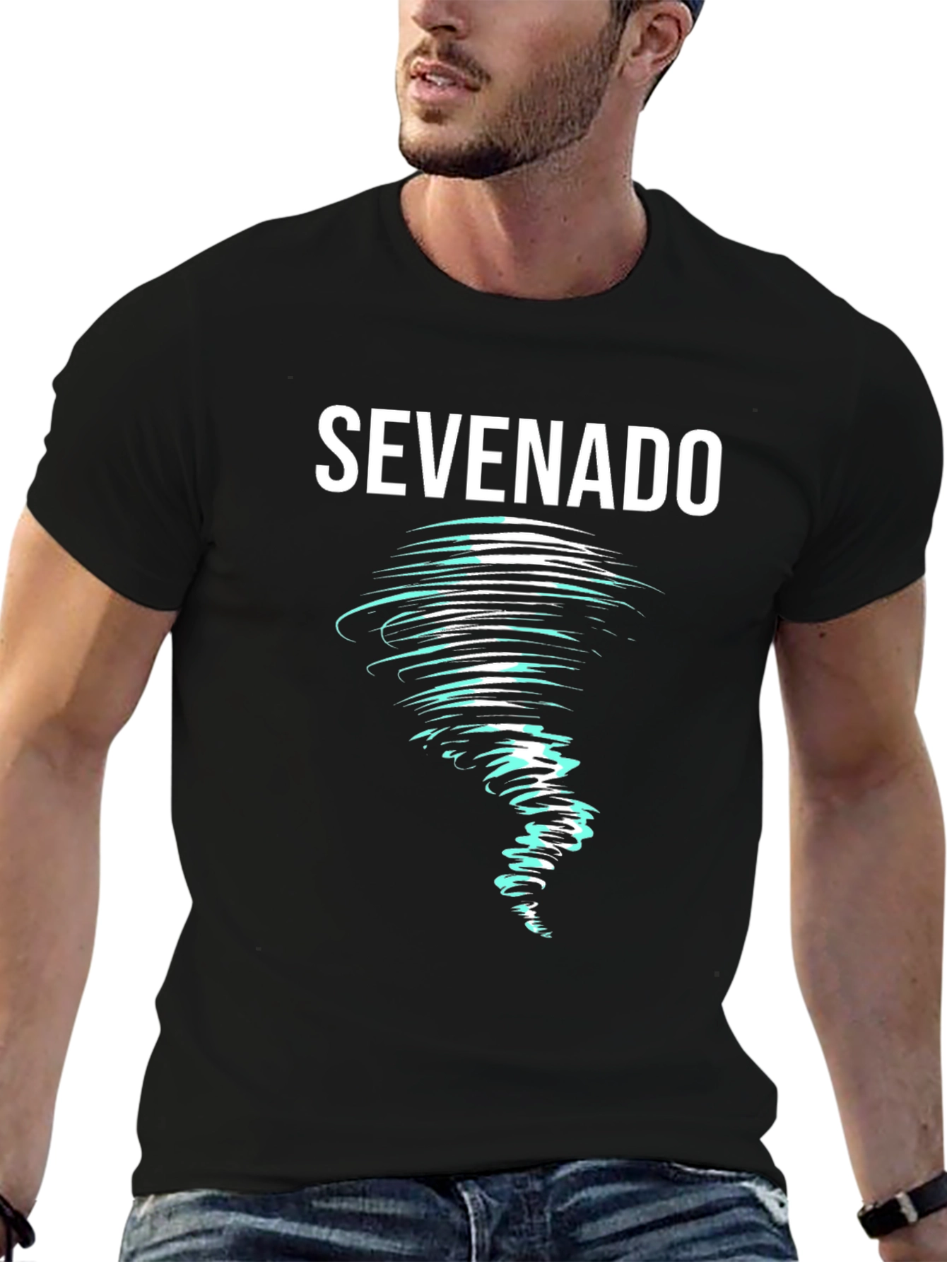 Black Sevenado Tornado Graphic T-Shirt - Unique Design view 6
