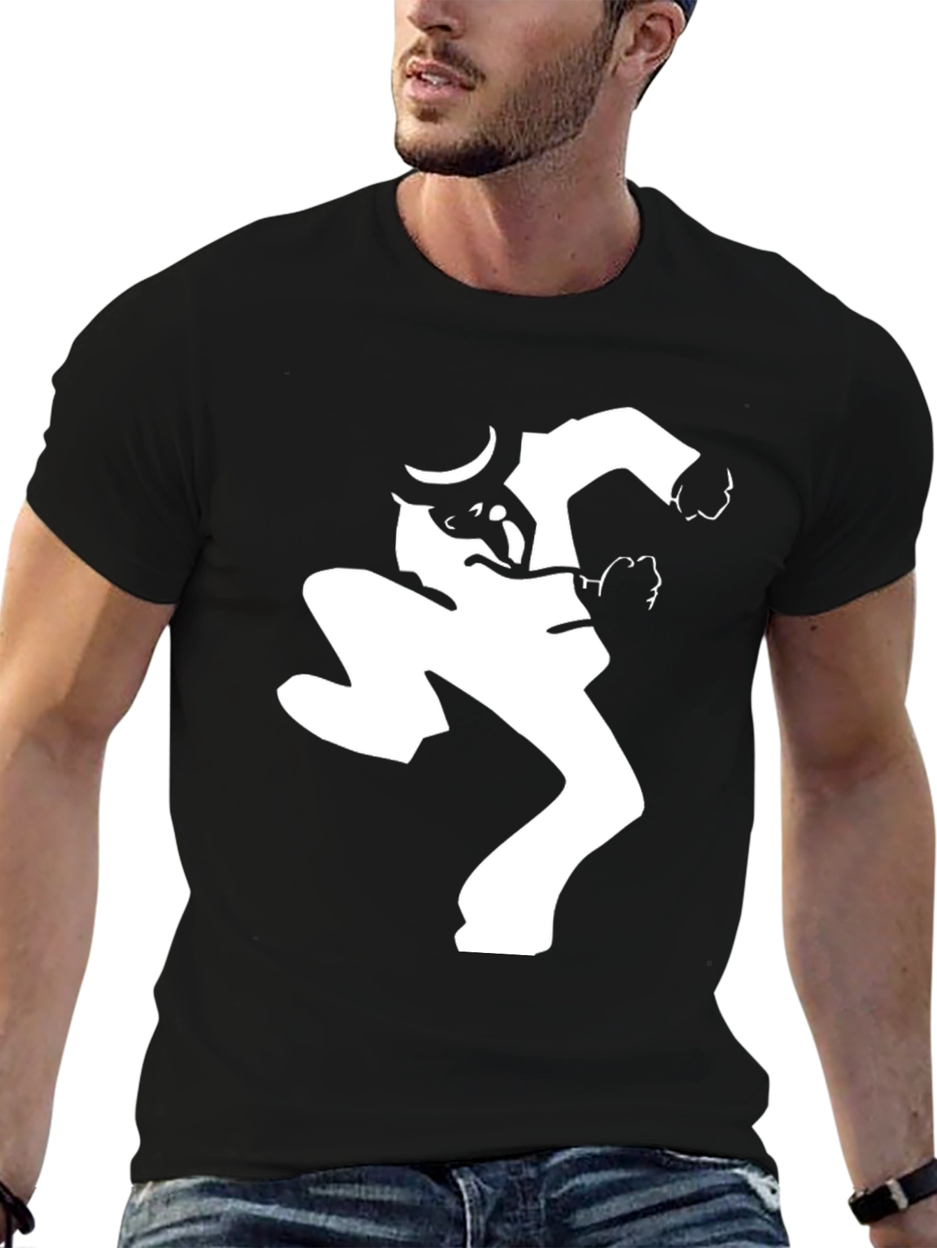 Black Black T-Shirt with Silhouette Graphic view 6