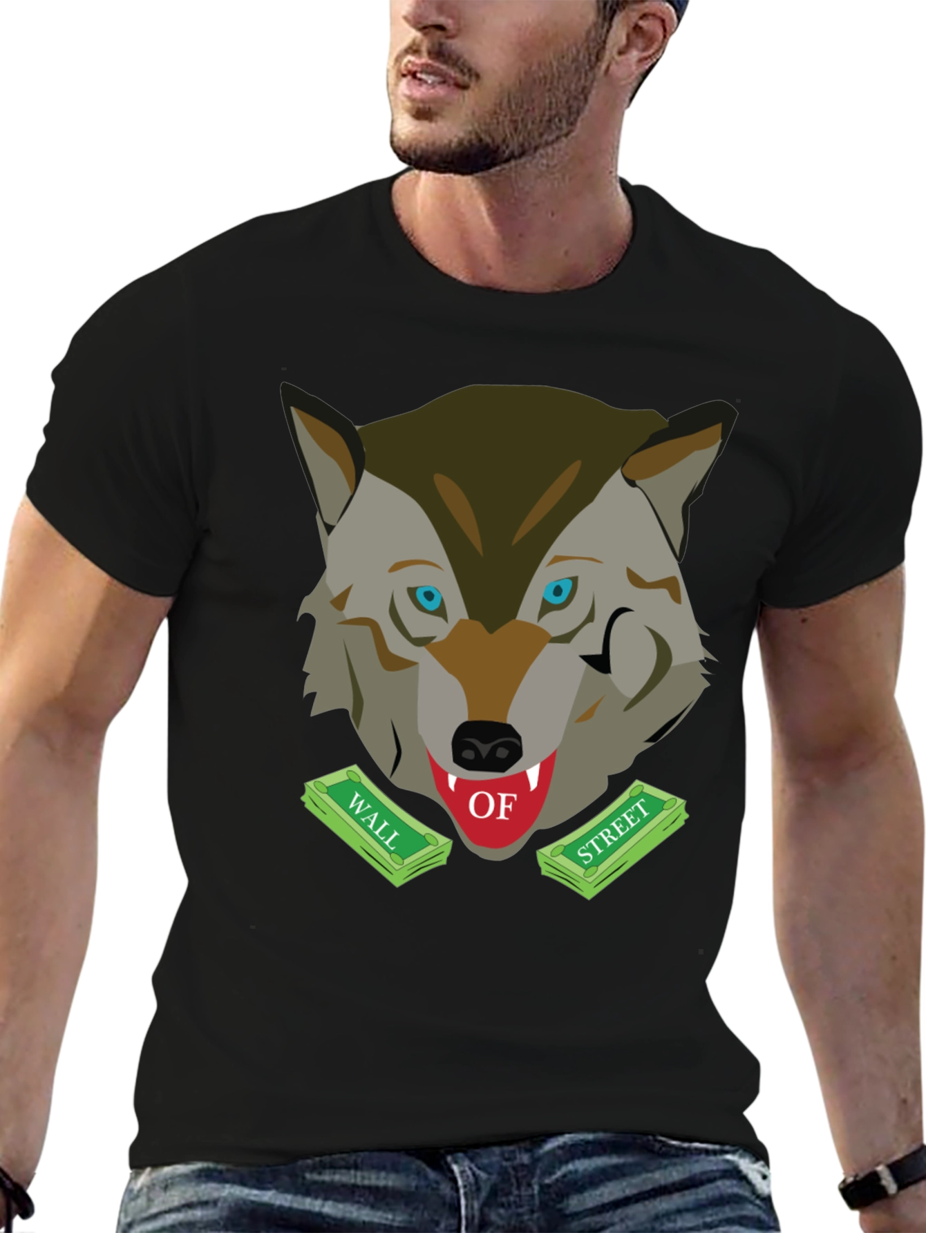 Black Wolf of Wall Street Graphic T-Shirt view 6