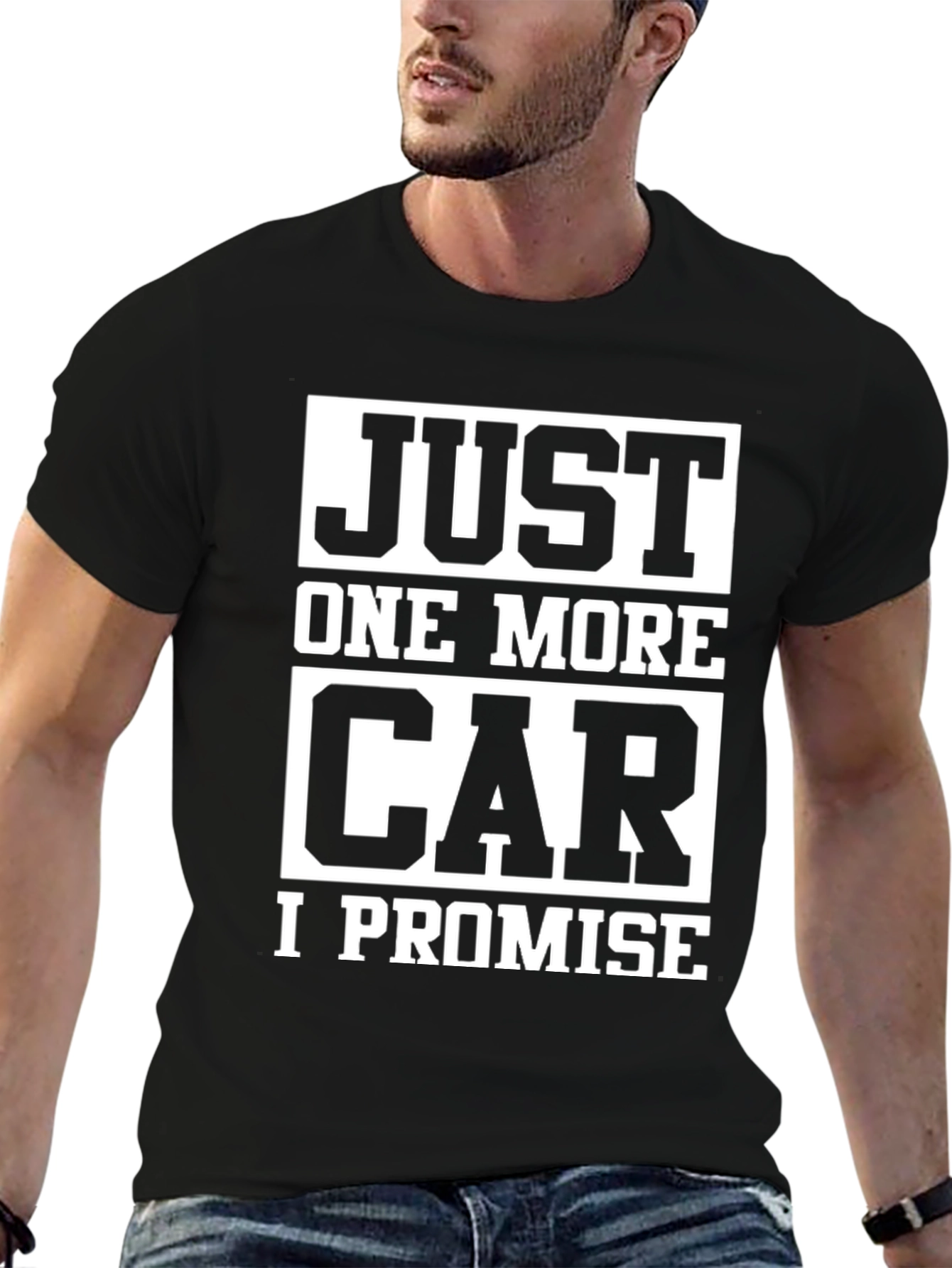 Black Just One More Car T-Shirt - Funny Car Lover Tee view 6