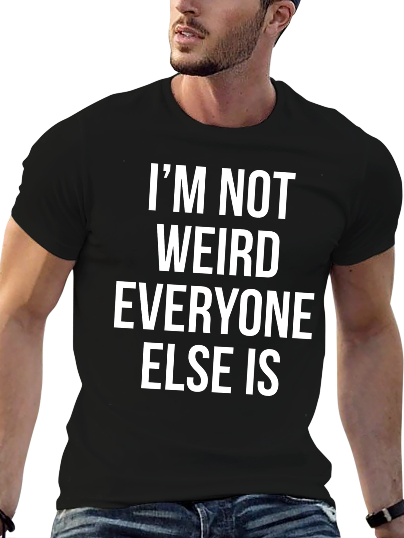 Black Funny 'I'm Not Weird' Graphic Print Black T-Shirt view 6
