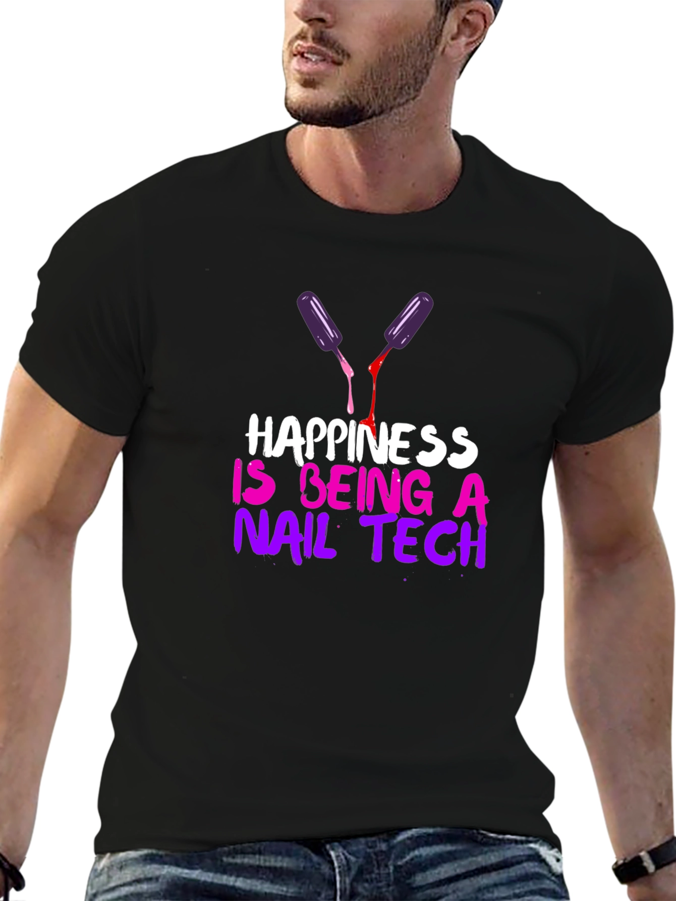 Black Happiness is Being a Nail Tech T-Shirt view 6