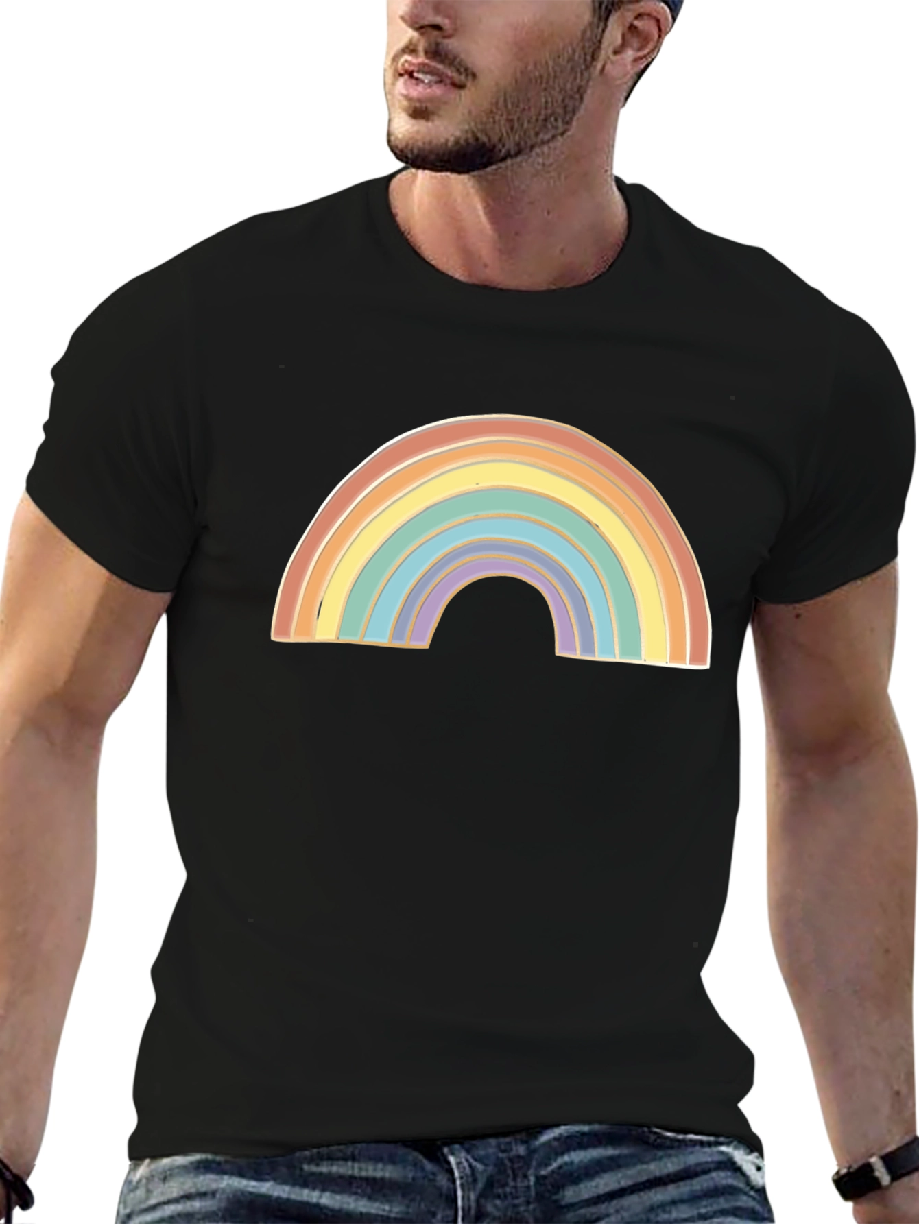 Black Rainbow Graphic Black T-Shirt view 6