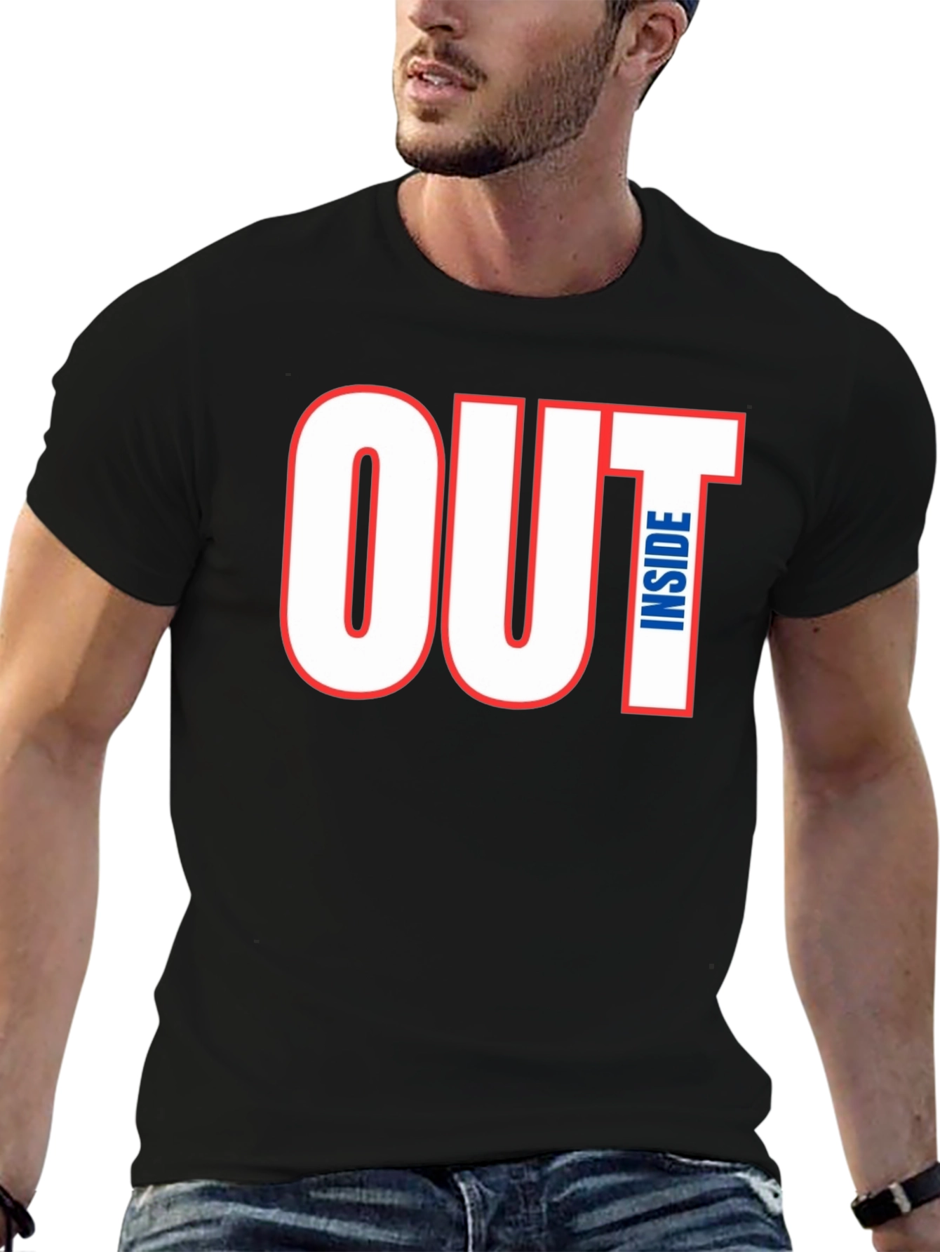 Black Out Inside Graphic Tee - Trendy Men's Black T-Shirt view 6