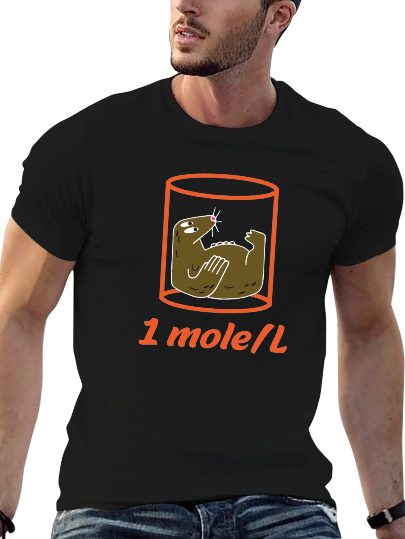 Black Funny Mole in a Jar T-Shirt - Science Humor Tee view 6