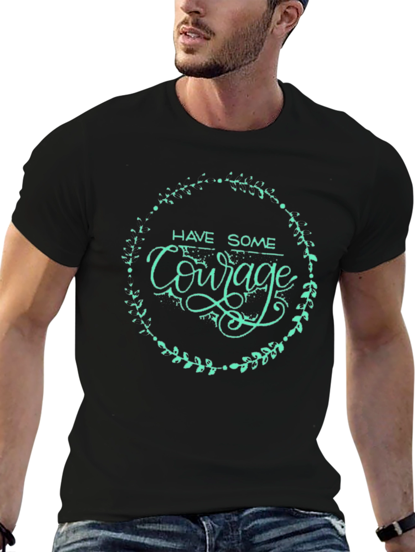 Black Have Some Courage Black Graphic Tee view 6