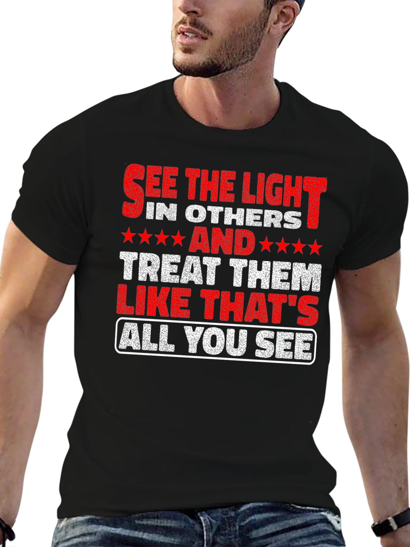 Black See the Light T-Shirt - Inspirational Message Tee view 6