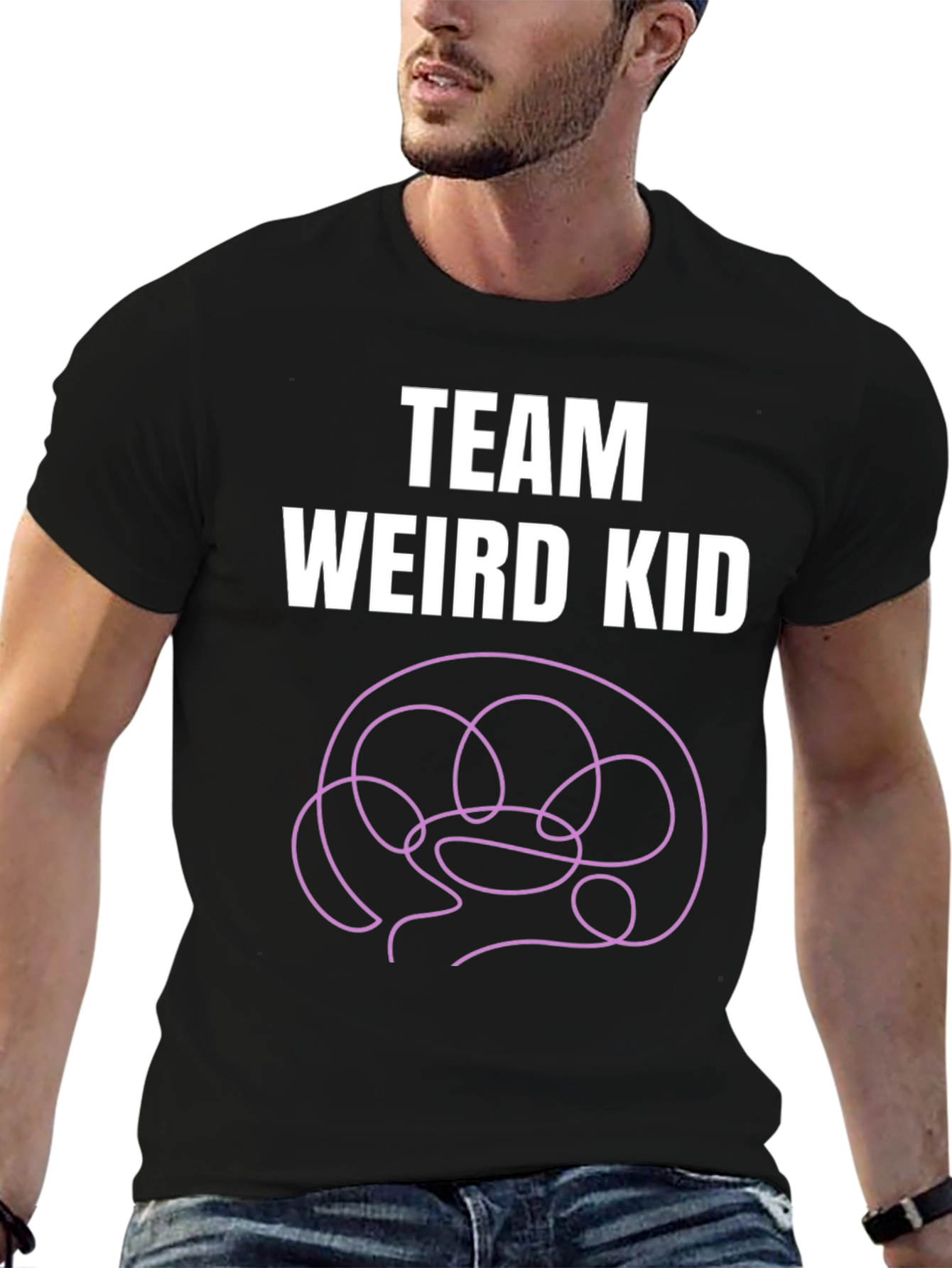 Black Team Weird Kid T-Shirt - Funny Brain Tee view 6