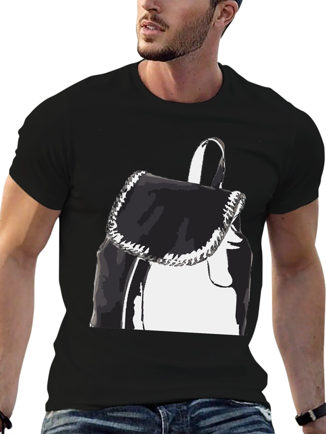 Black Black Graphic Tee - Backpack Print view 6