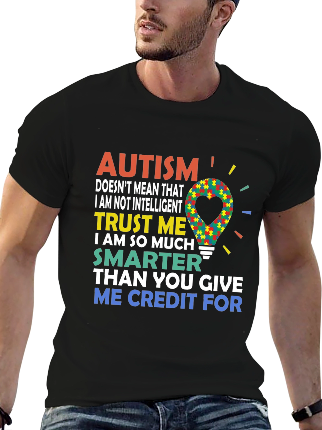 Black Autism Awareness T-Shirt - Trust Me view 6