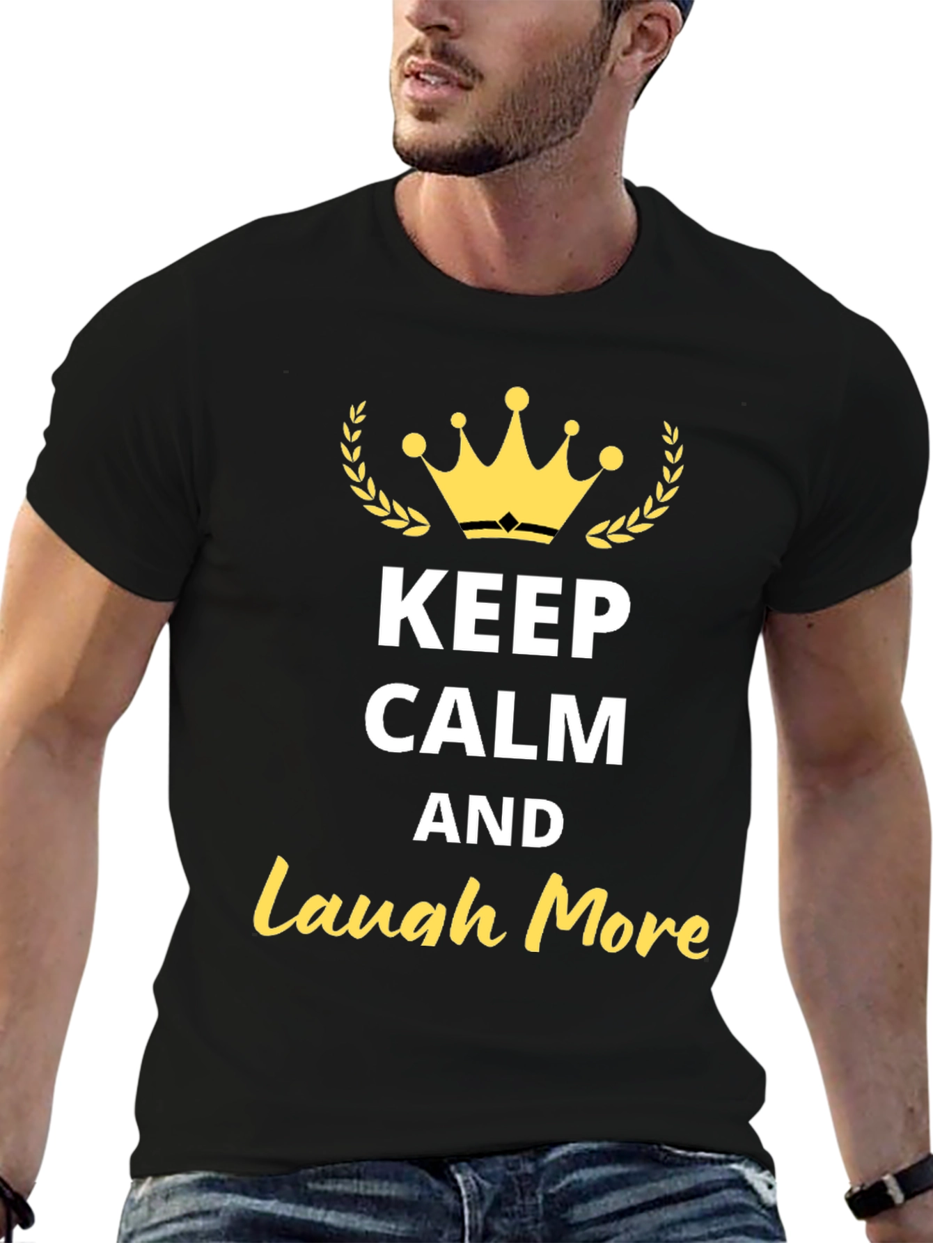 Black Keep Calm Laugh More Graphic Tee view 6