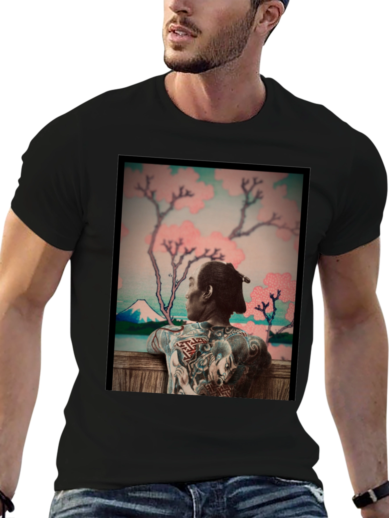 Black Japanese Art Tattoo T-Shirt - Unique Graphic Tee view 6