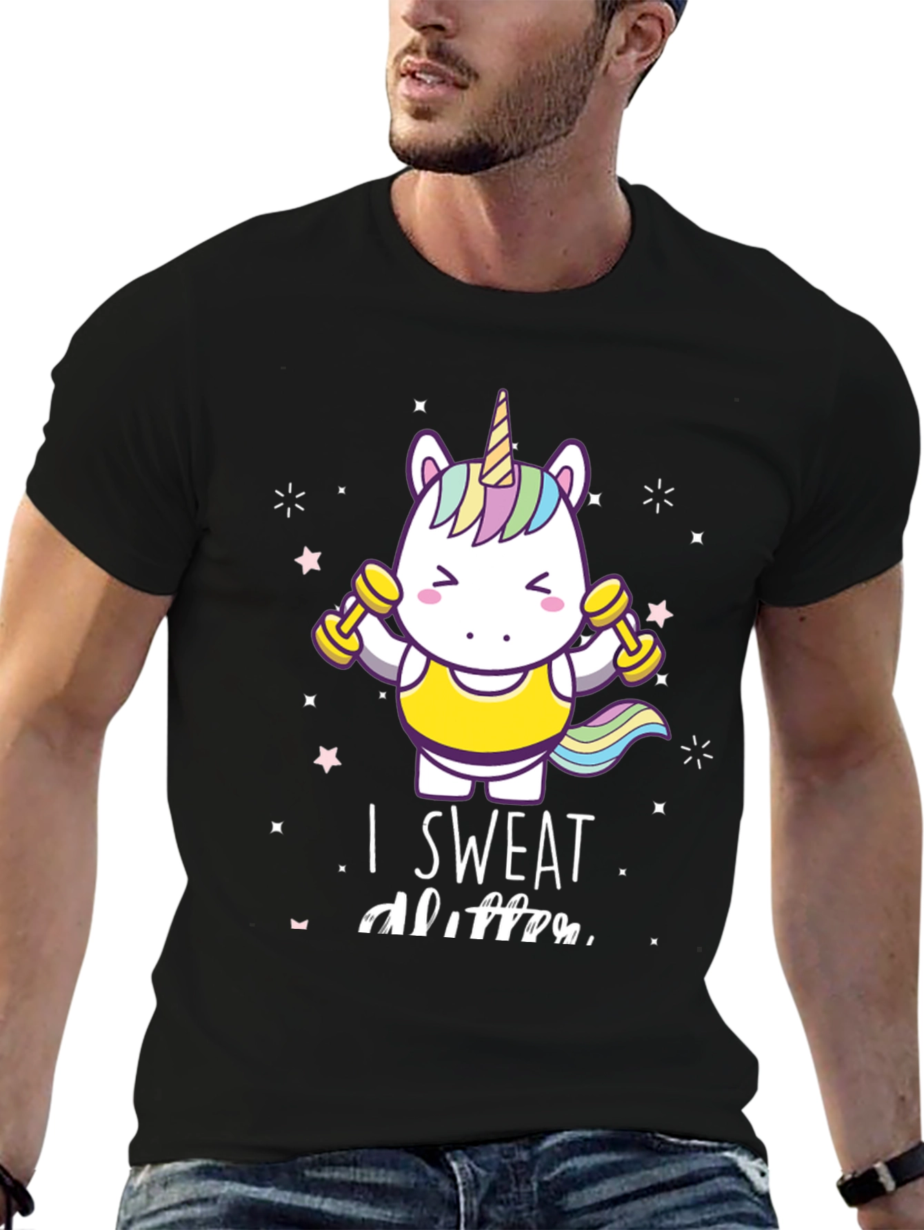 Black Unicorn Gym T-Shirt - "I Sweat Glitter" view 6