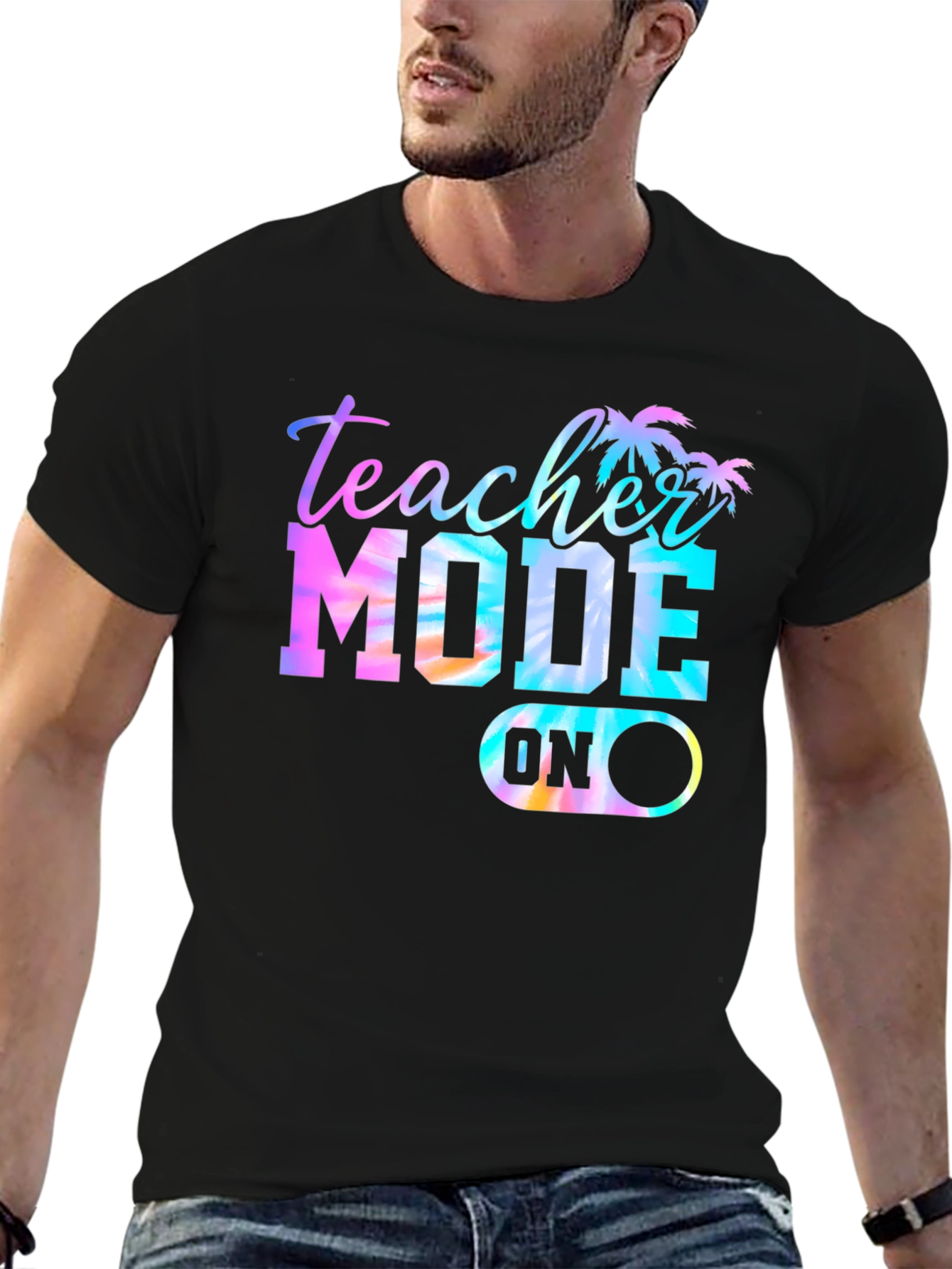 Black Teacher Mode On Tie-Dye Graphic T-Shirt view 6