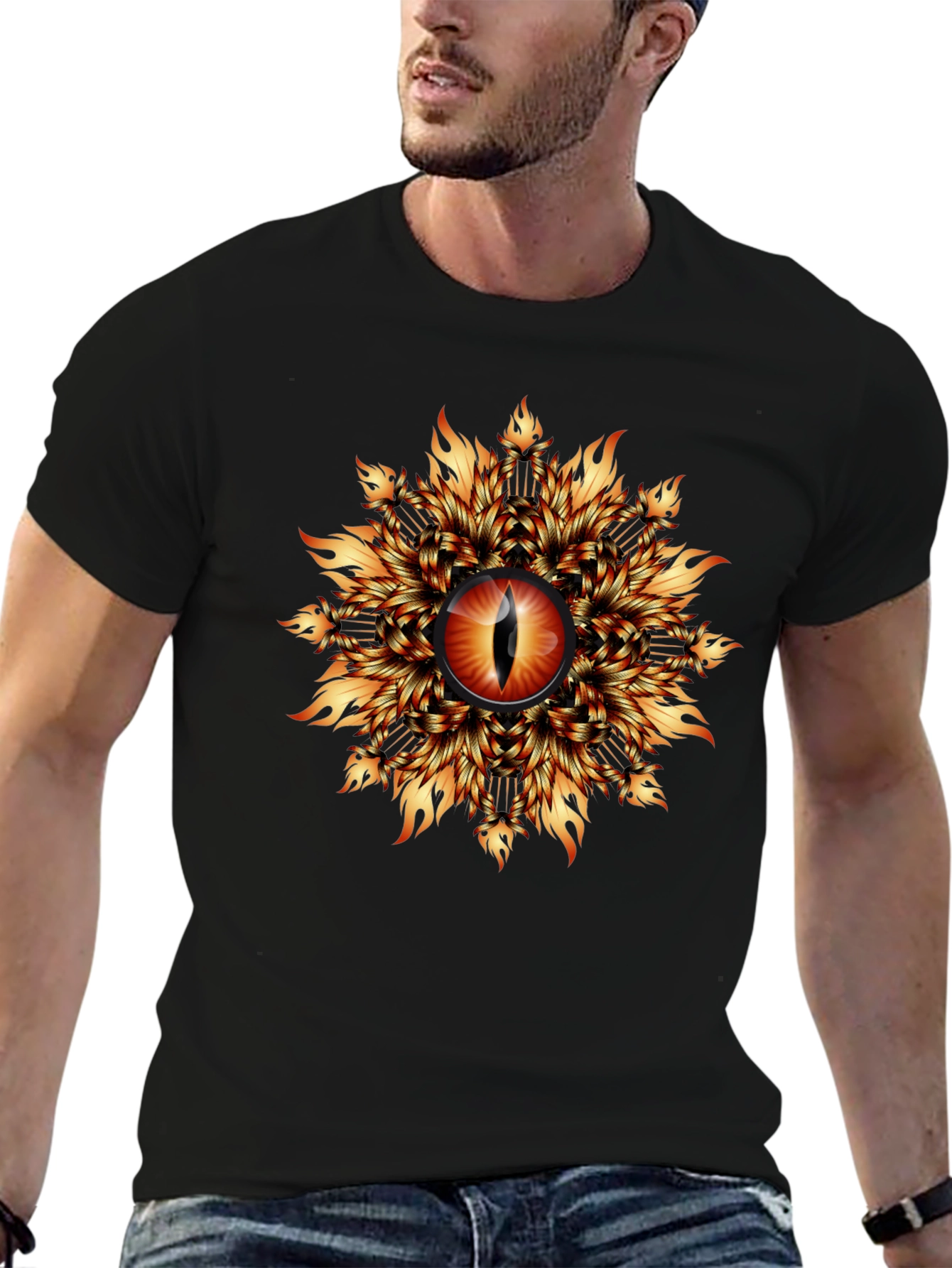 Black Fiery Eye Graphic T-Shirt - Black view 6