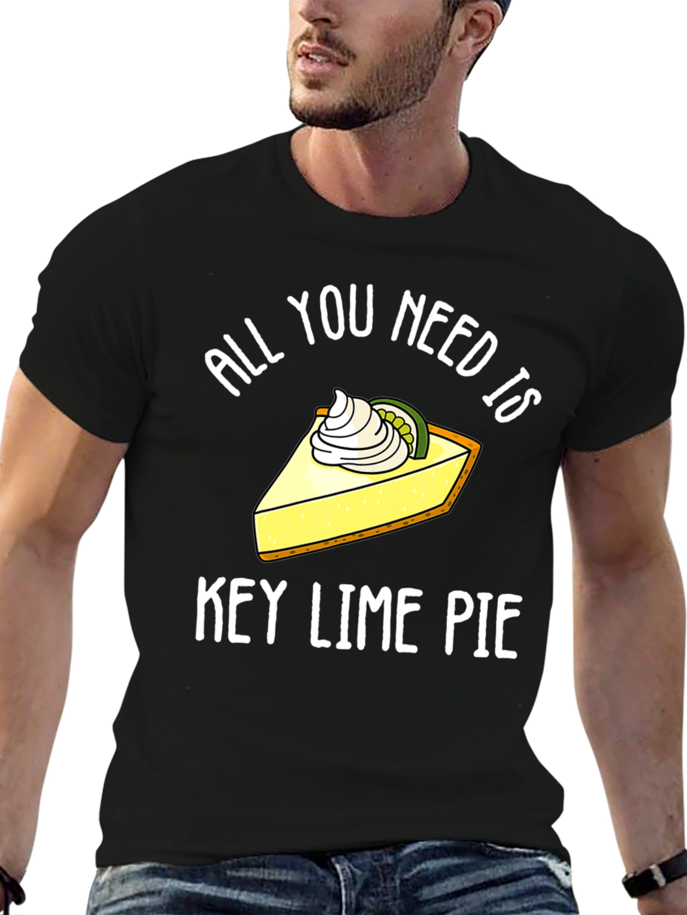 Black All You Need Is Key Lime Pie Funny T-Shirt view 6