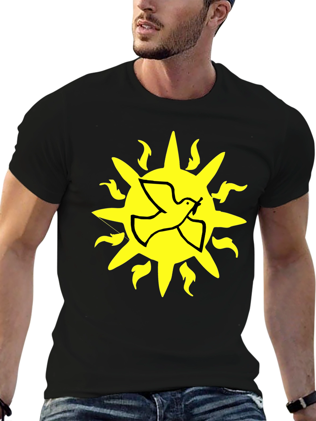 Black Dove Sun Graphic T-Shirt - Black Cotton Blend view 6