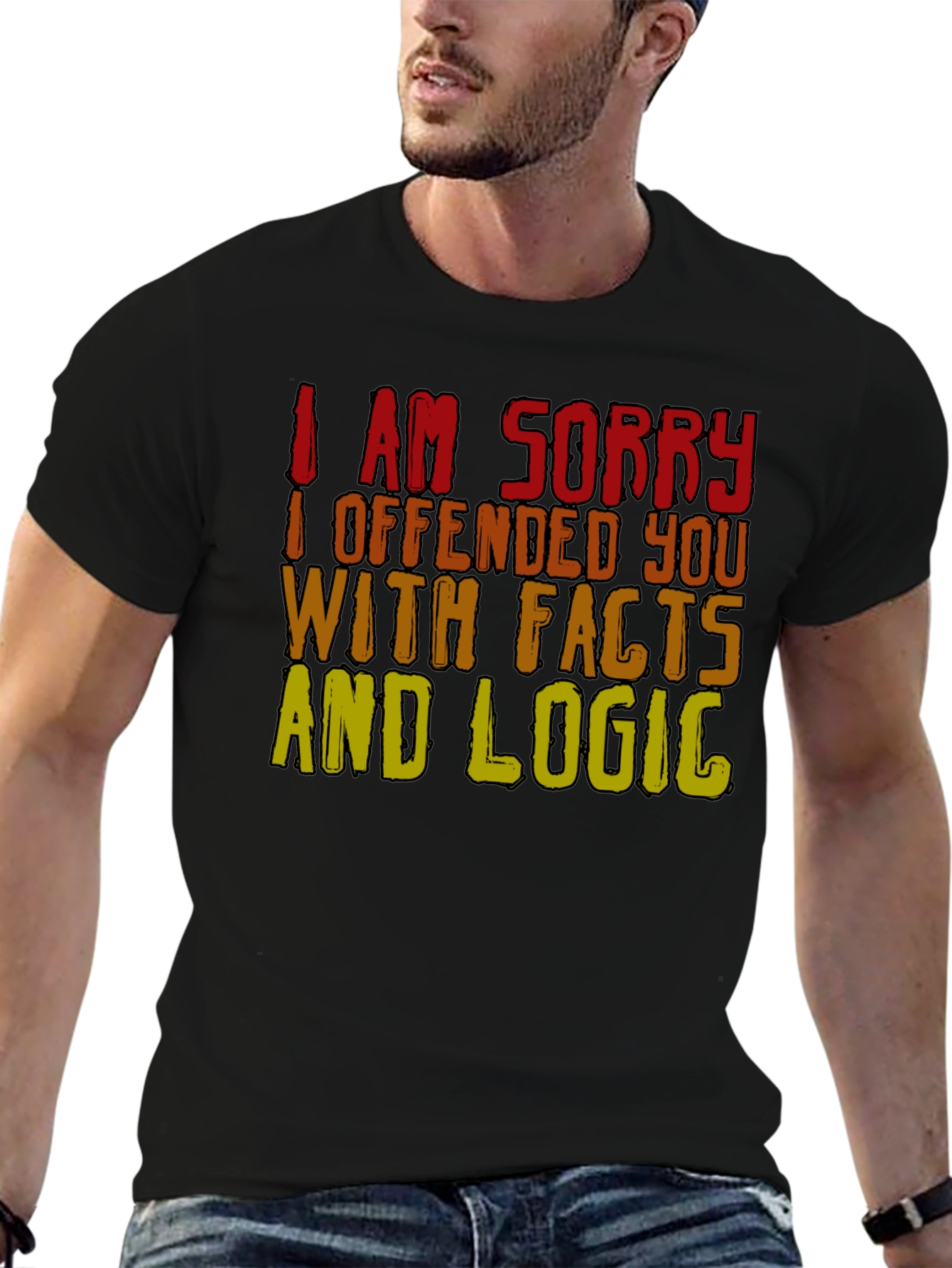 Black Funny Facts & Logic T-Shirt - Offended You? Tee view 6