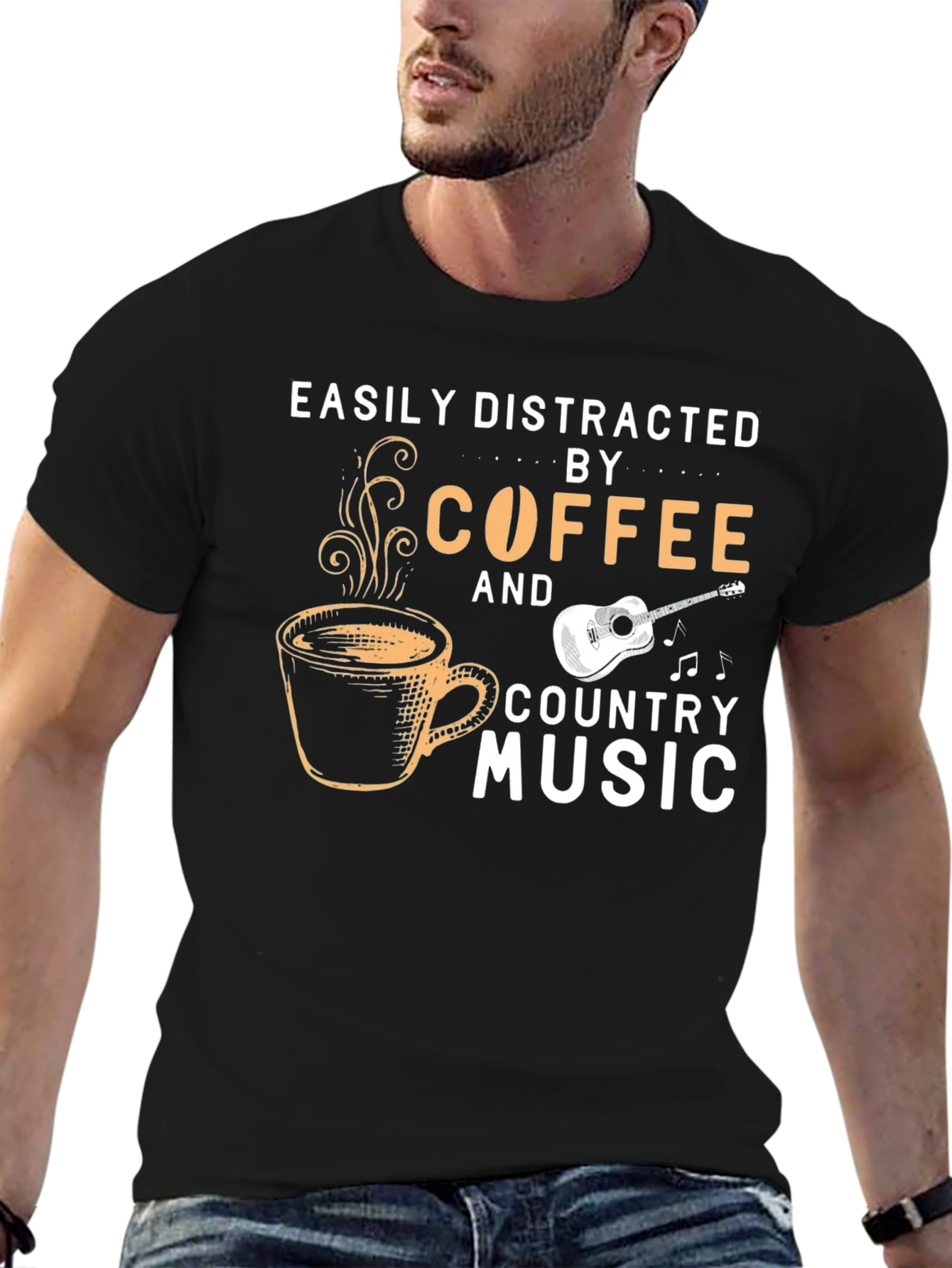 Black Coffee & Country Music T-Shirt - Easily Distracted view 6