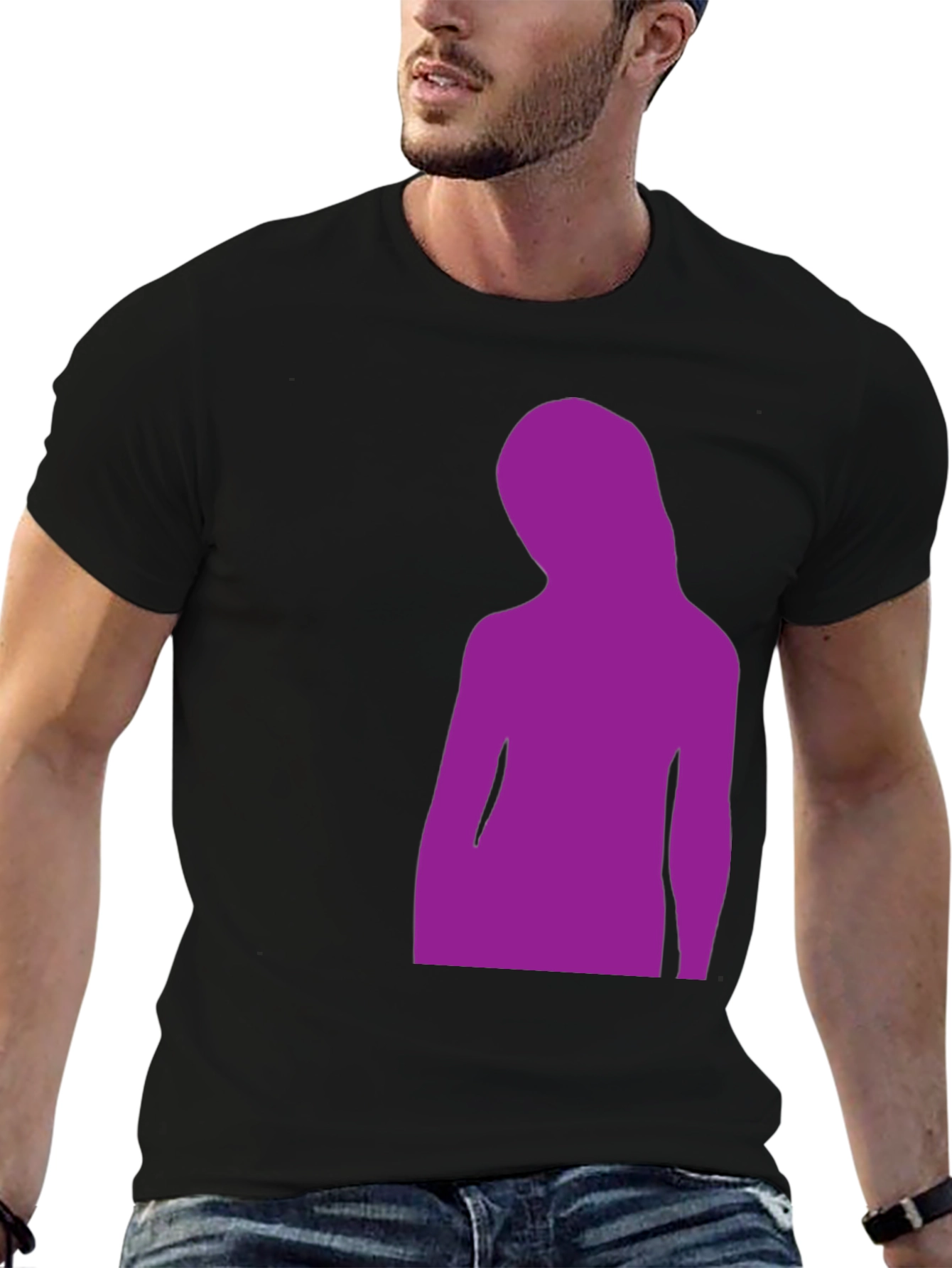 Black Purple Silhouette Graphic Black T-Shirt view 6
