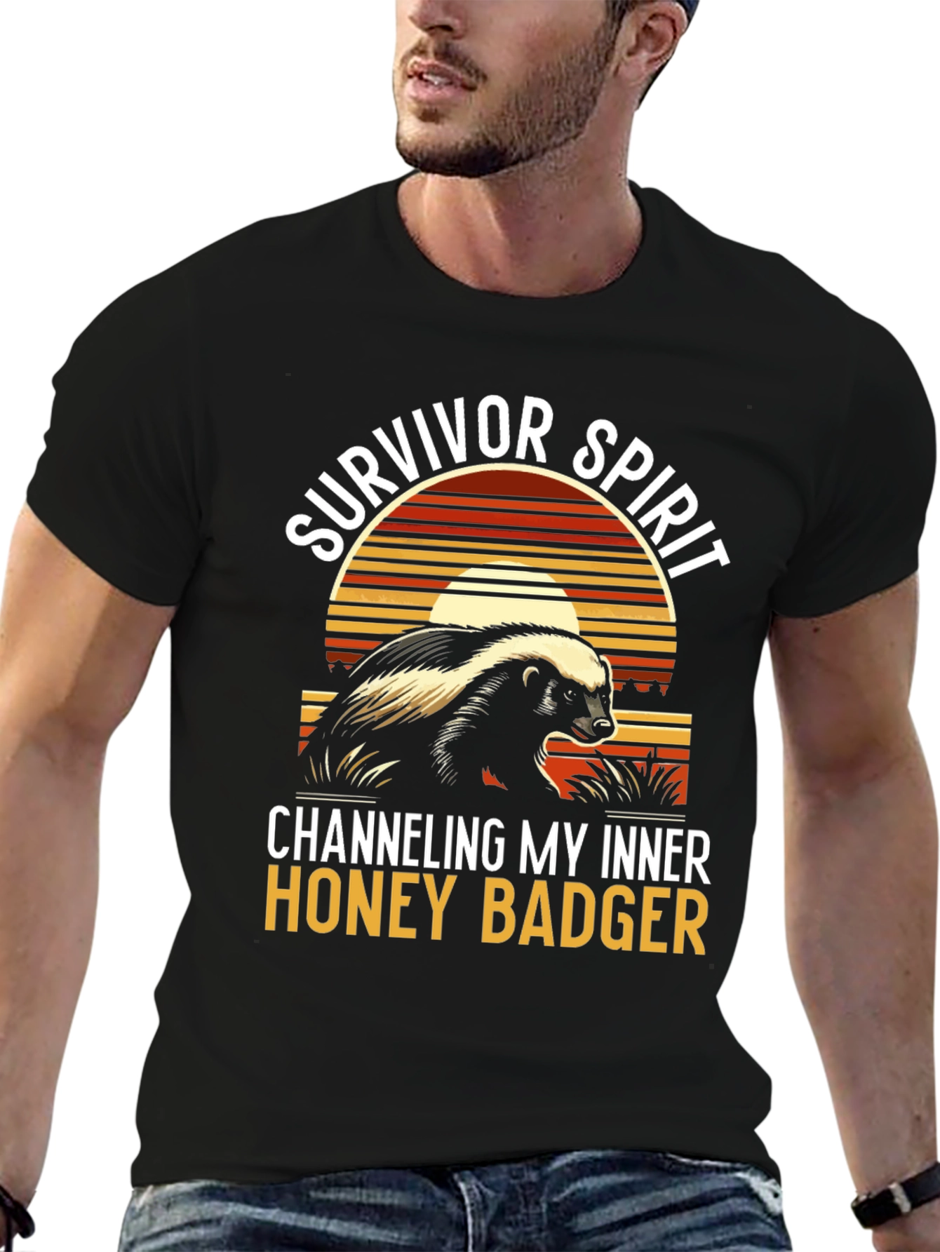 Black Survivor Spirit Honey Badger Graphic Tee view 6