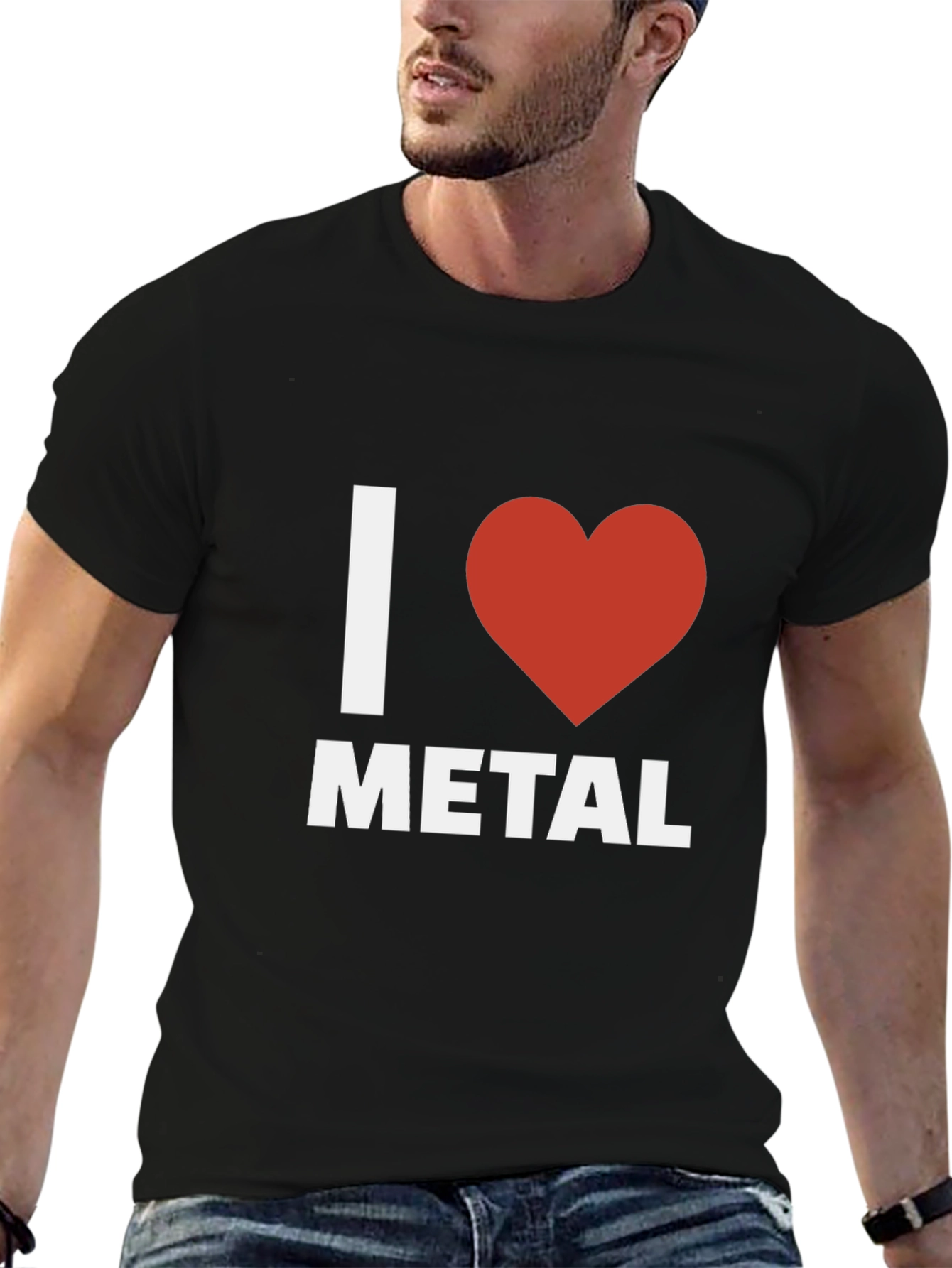 Black I Heart Metal Graphic Tee - Black Cotton T-Shirt view 6