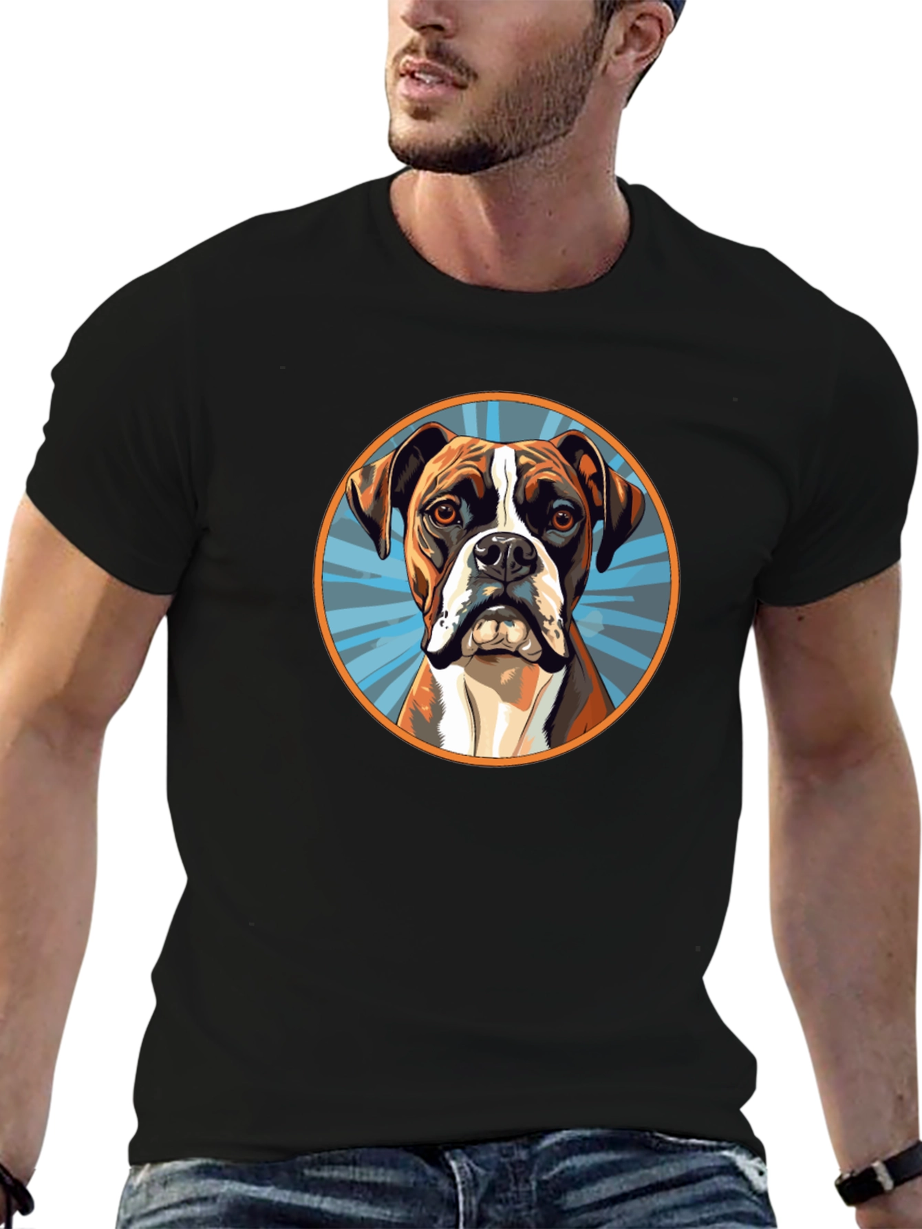 Black Boxer Dog Graphic Tee - Cool Canine T-Shirt view 6