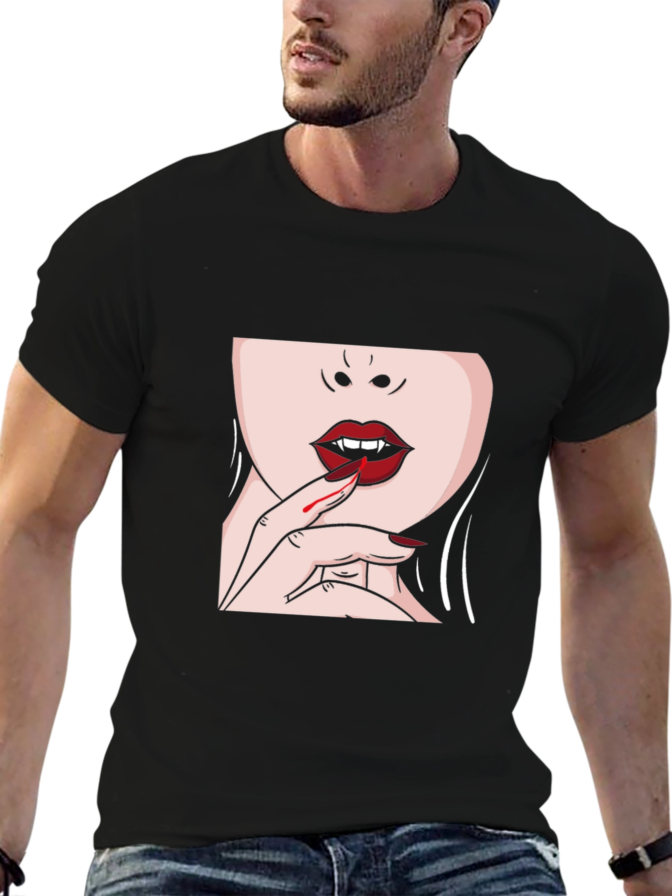 Black Vampire Kiss Graphic T-Shirt - Black view 6
