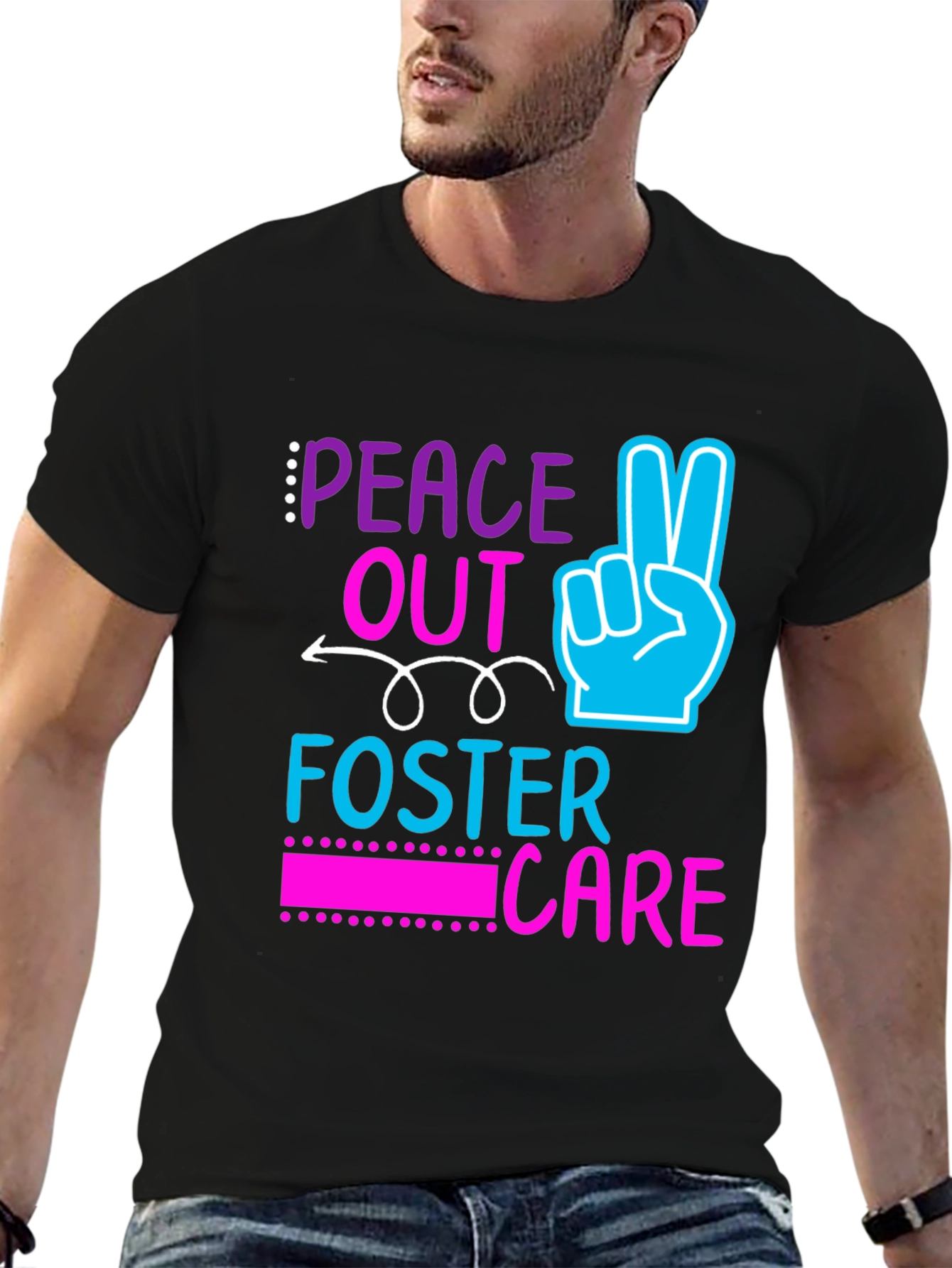 Black Peace Out Foster Care Graphic Tee view 6