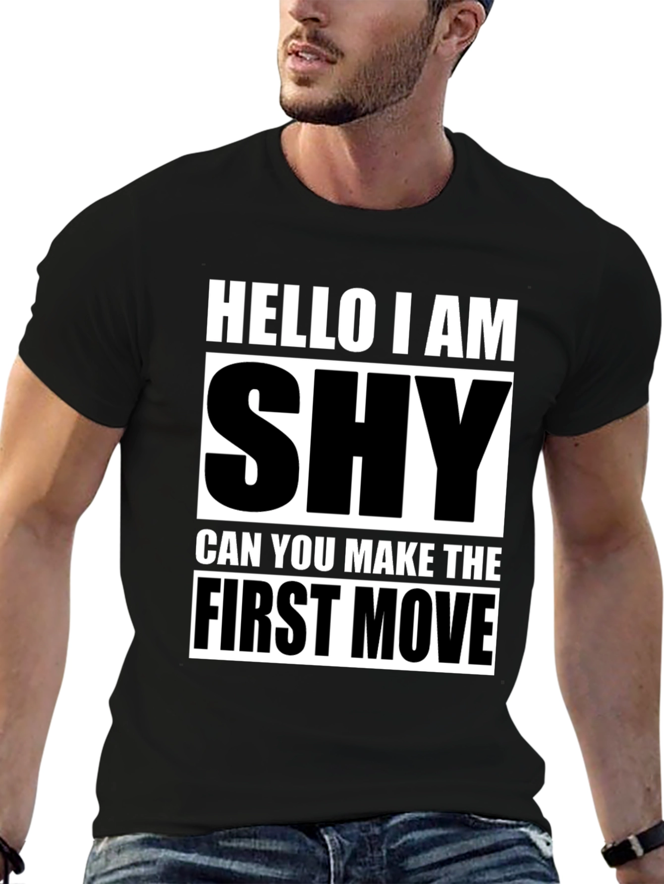 Black Shy Introvert Humor Graphic T-Shirt view 6