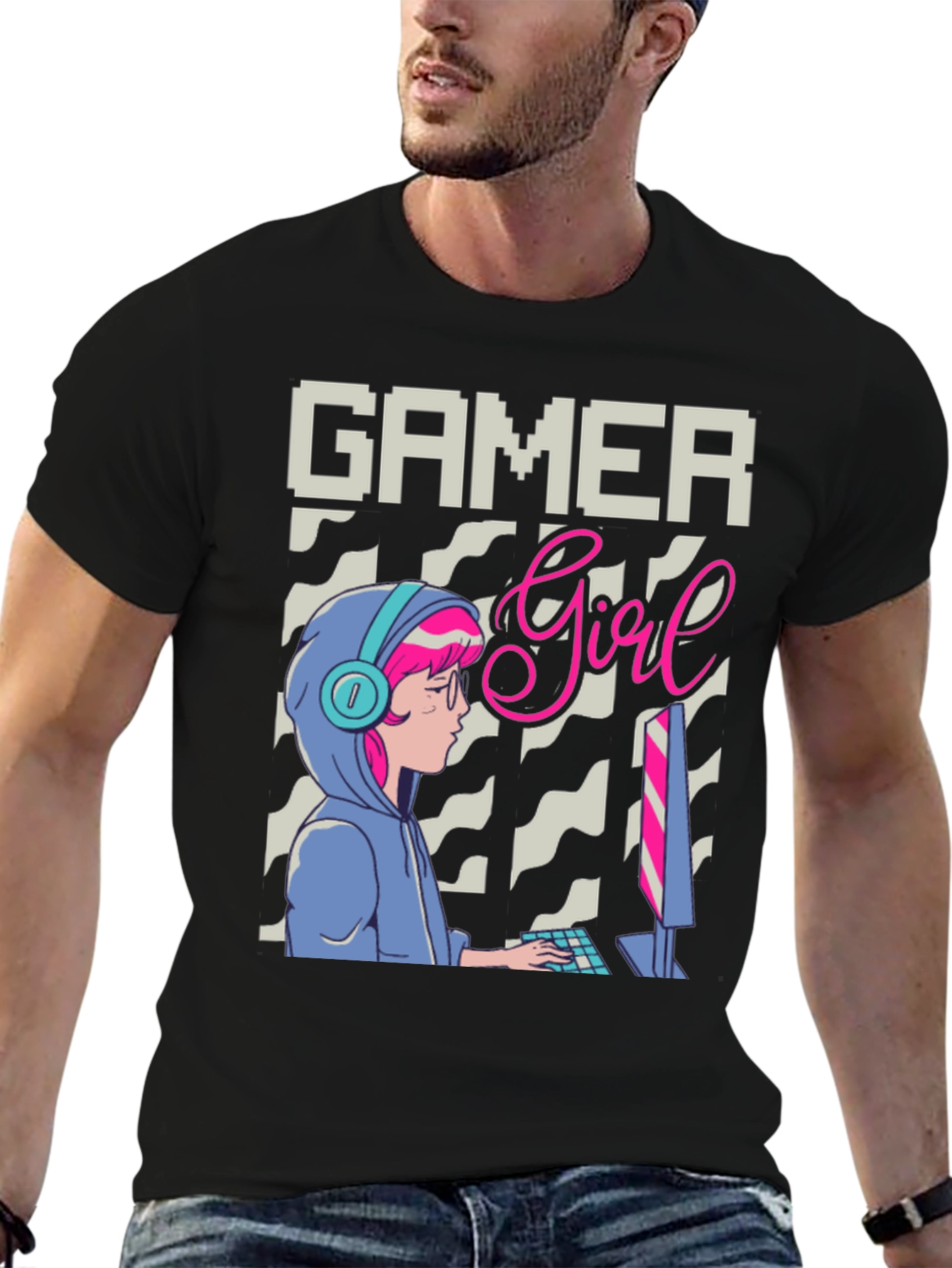 Black Gamer Girl Graphic Tee - Stylish Gaming Apparel view 6