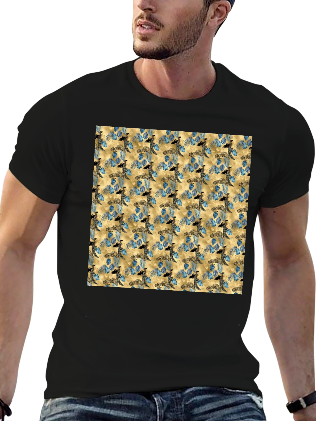 Black Turtle Pattern Black T-Shirt view 6
