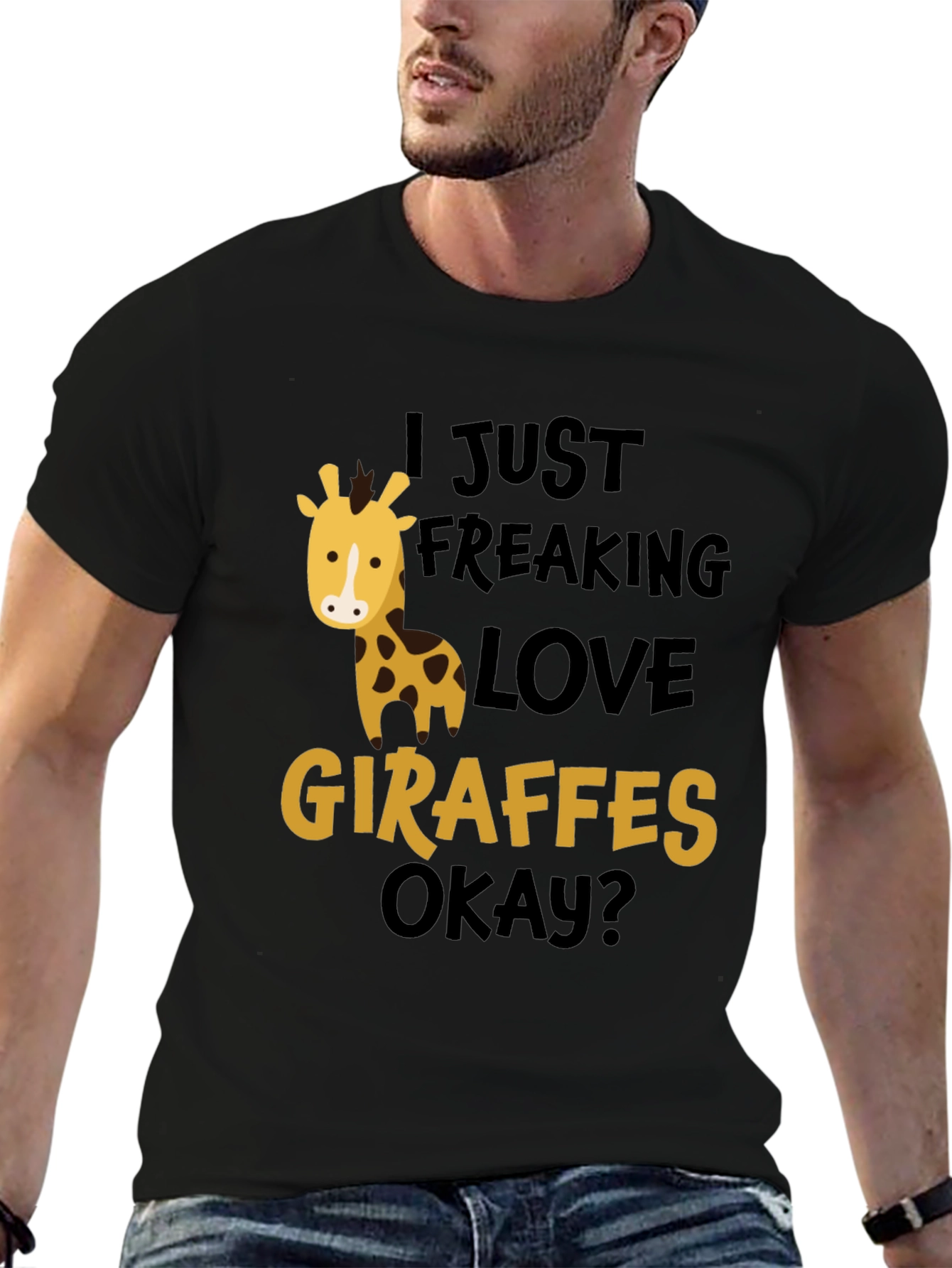 Black I Just Freaking Love Giraffes T-Shirt view 6