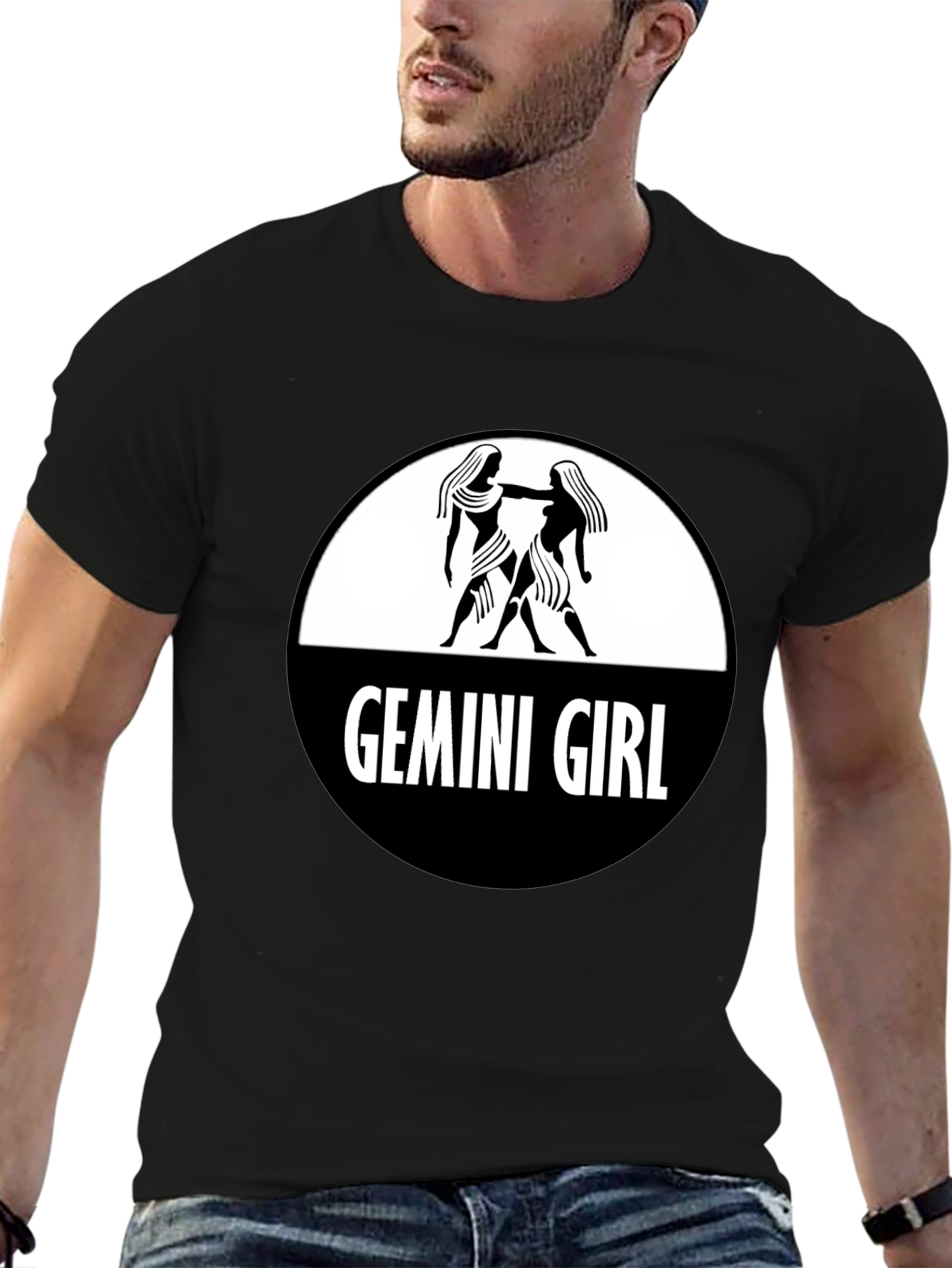 Black Gemini Girl Graphic Tee - Black T-Shirt view 6