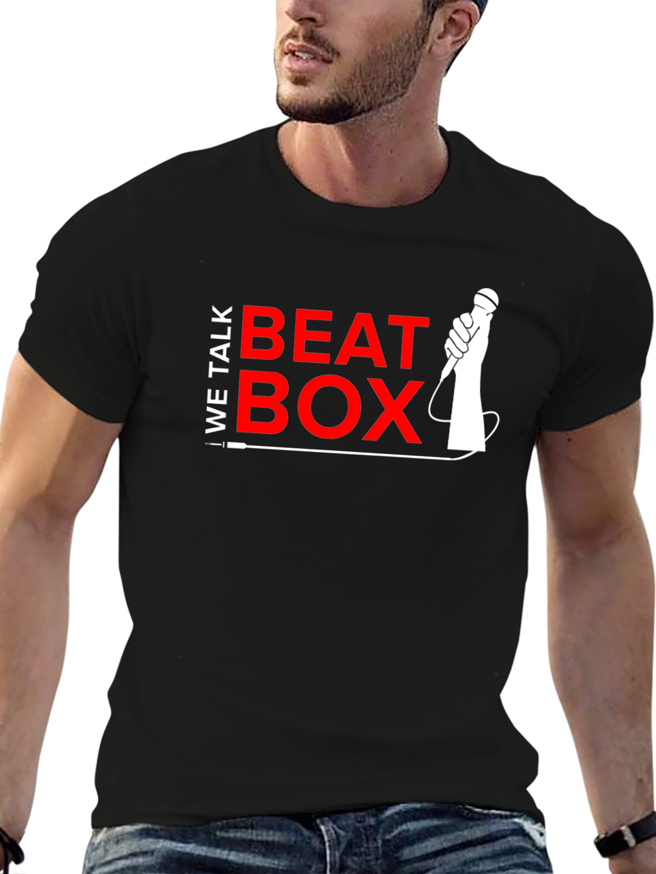 Black We Talk Beat Box Graphic T-Shirt view 6