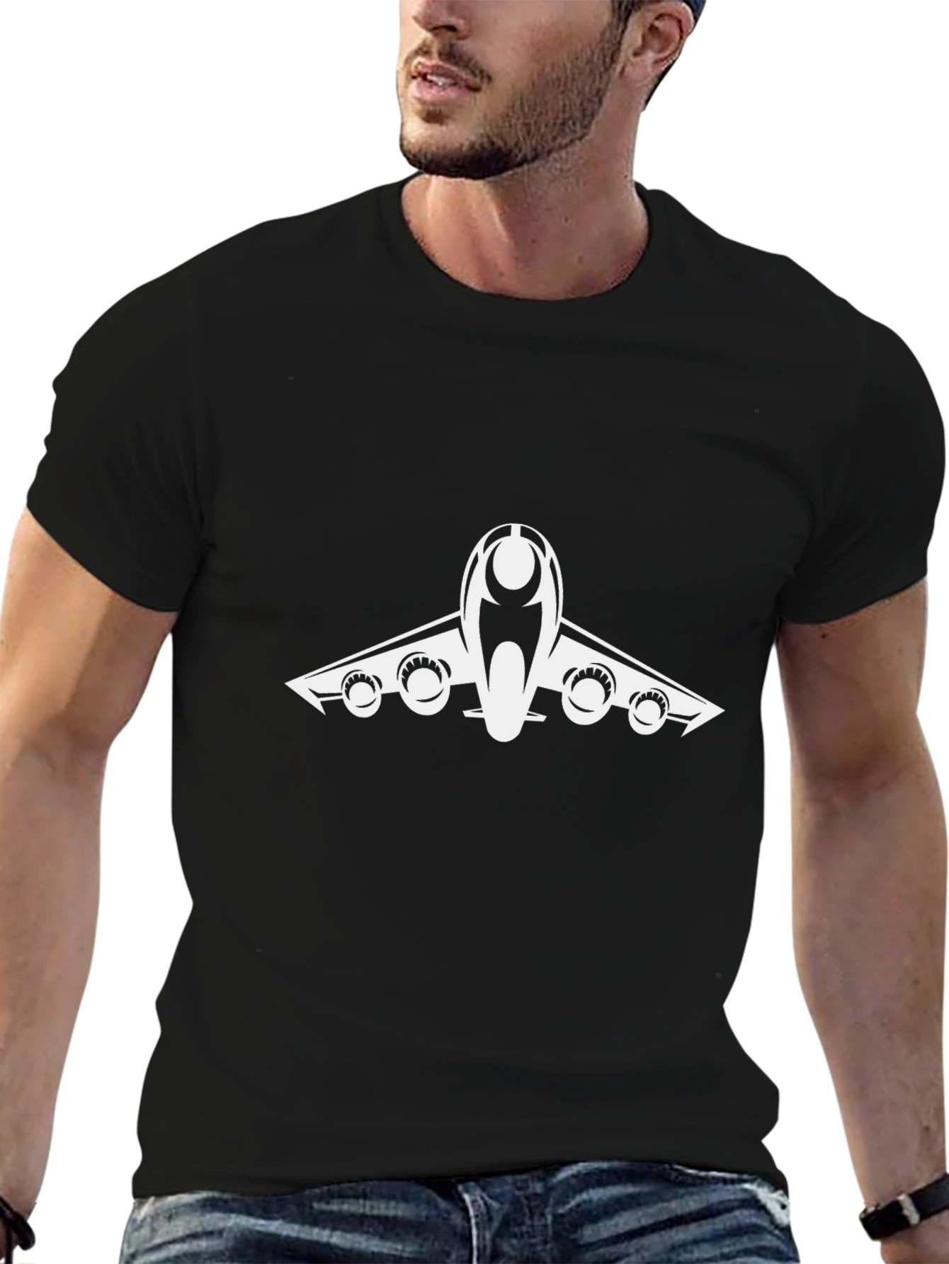 Black Jet Fighter Graphic Tee - Black view 6