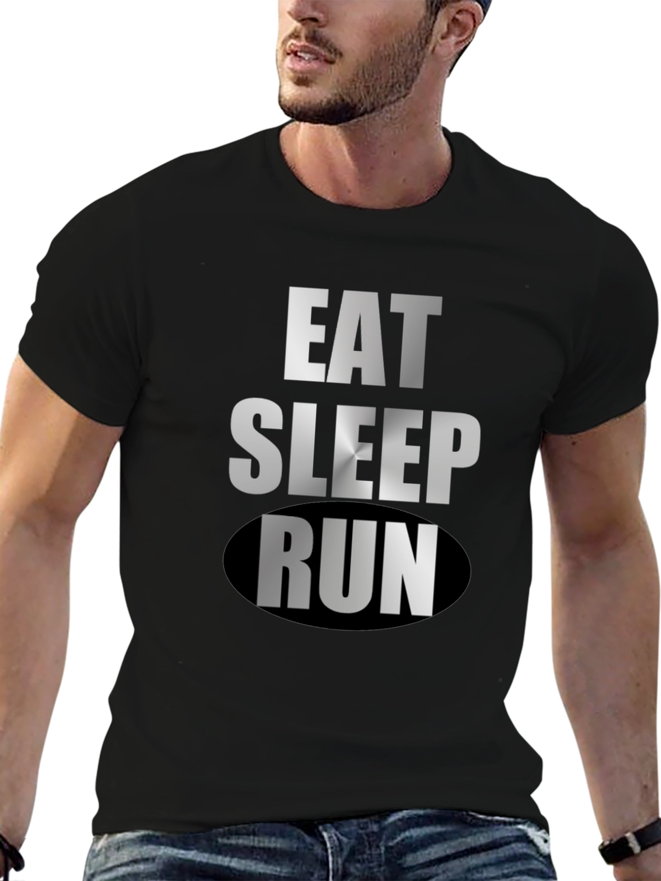 Black Eat Sleep Run Black Graphic Tee view 6