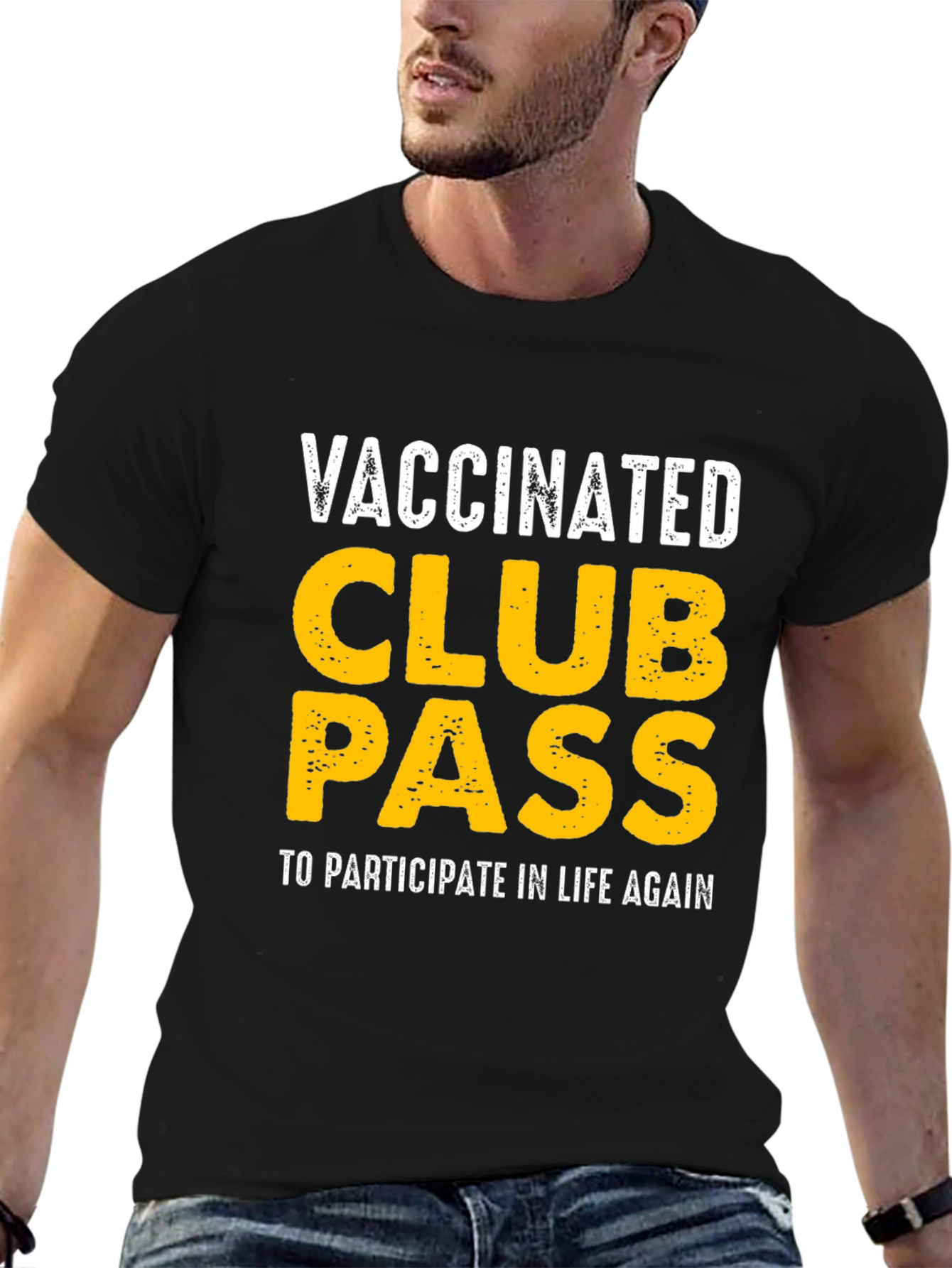 Black Vaccinated Club Pass Black T-Shirt view 6