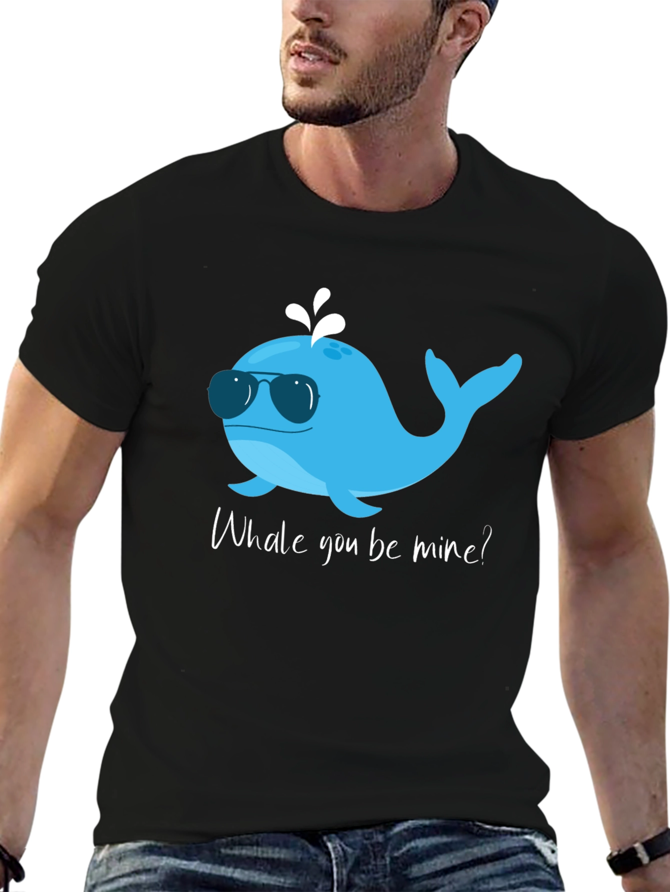 Black Whale You Be Mine T-Shirt - Cute Ocean Valentine Tee view 6