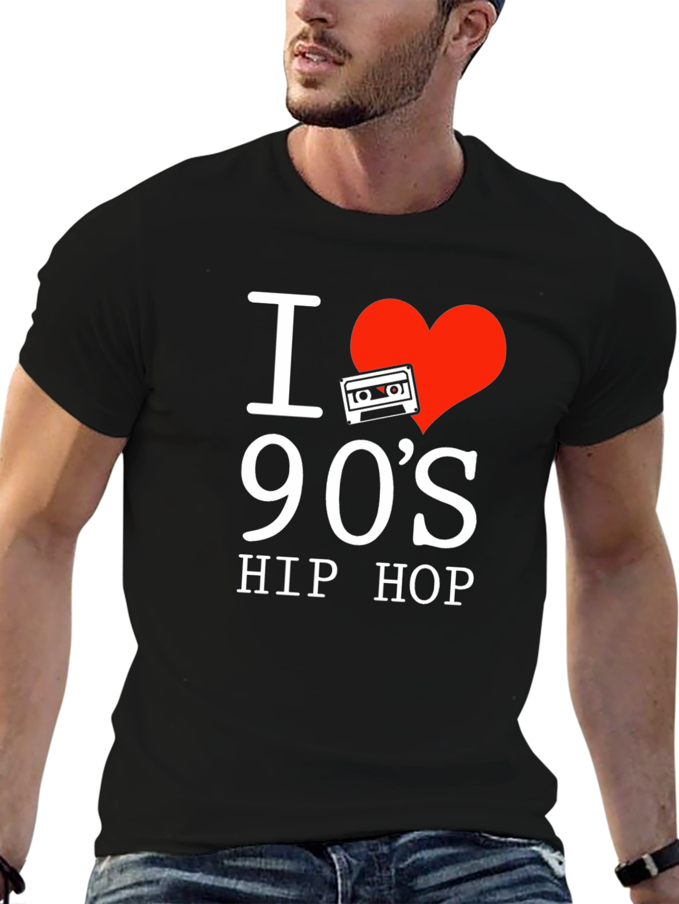 Black I Love 90's Hip Hop Graphic T-Shirt view 6