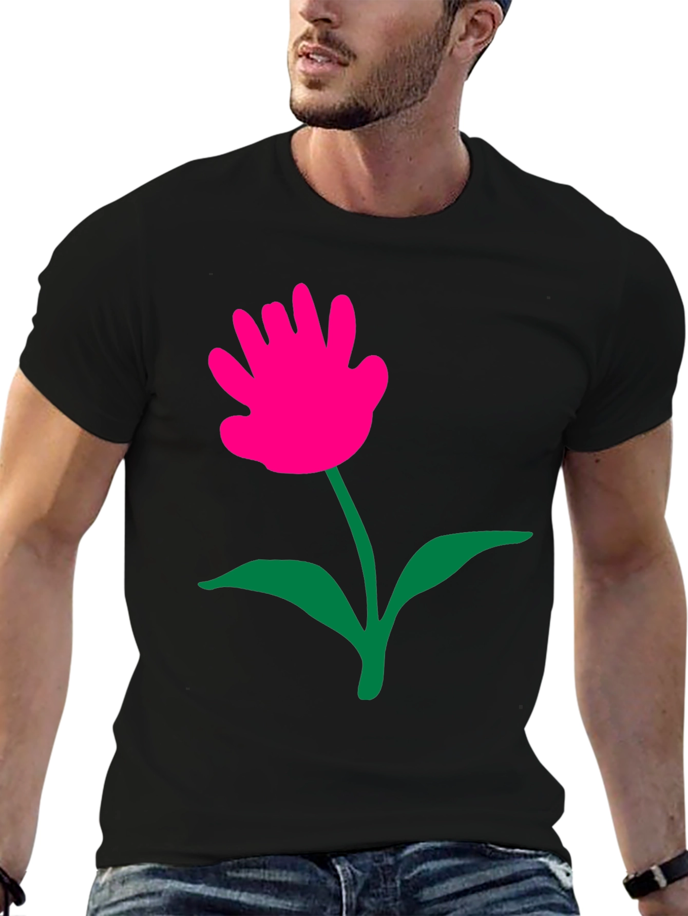 Black Funky Flower Graphic Tee - Black view 6