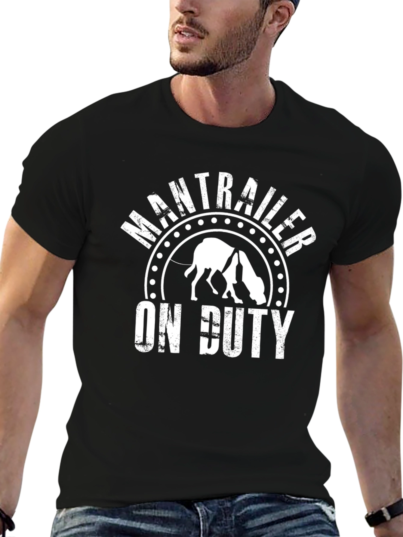 Black ManTrailer On Duty Graphic Tee - Black view 6