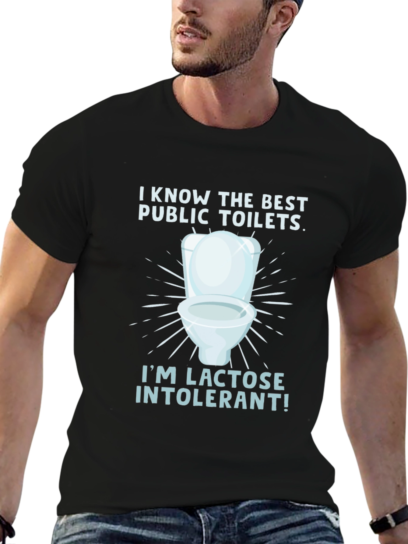 Black Lactose Intolerant Toilet Humor Tee view 6