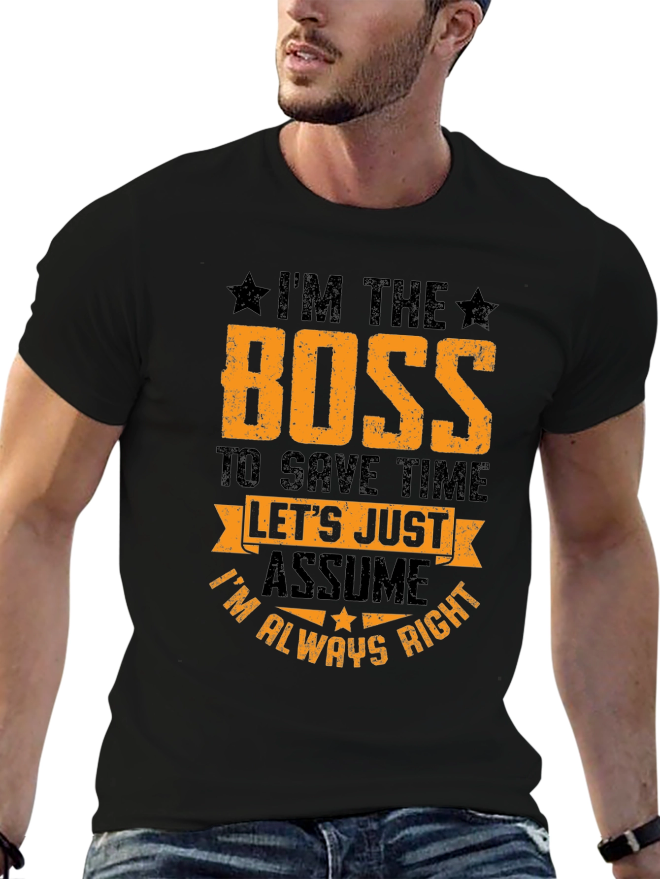 Black I'm The Boss Graphic Tee - Sarcastic Humor T-Shirt view 6