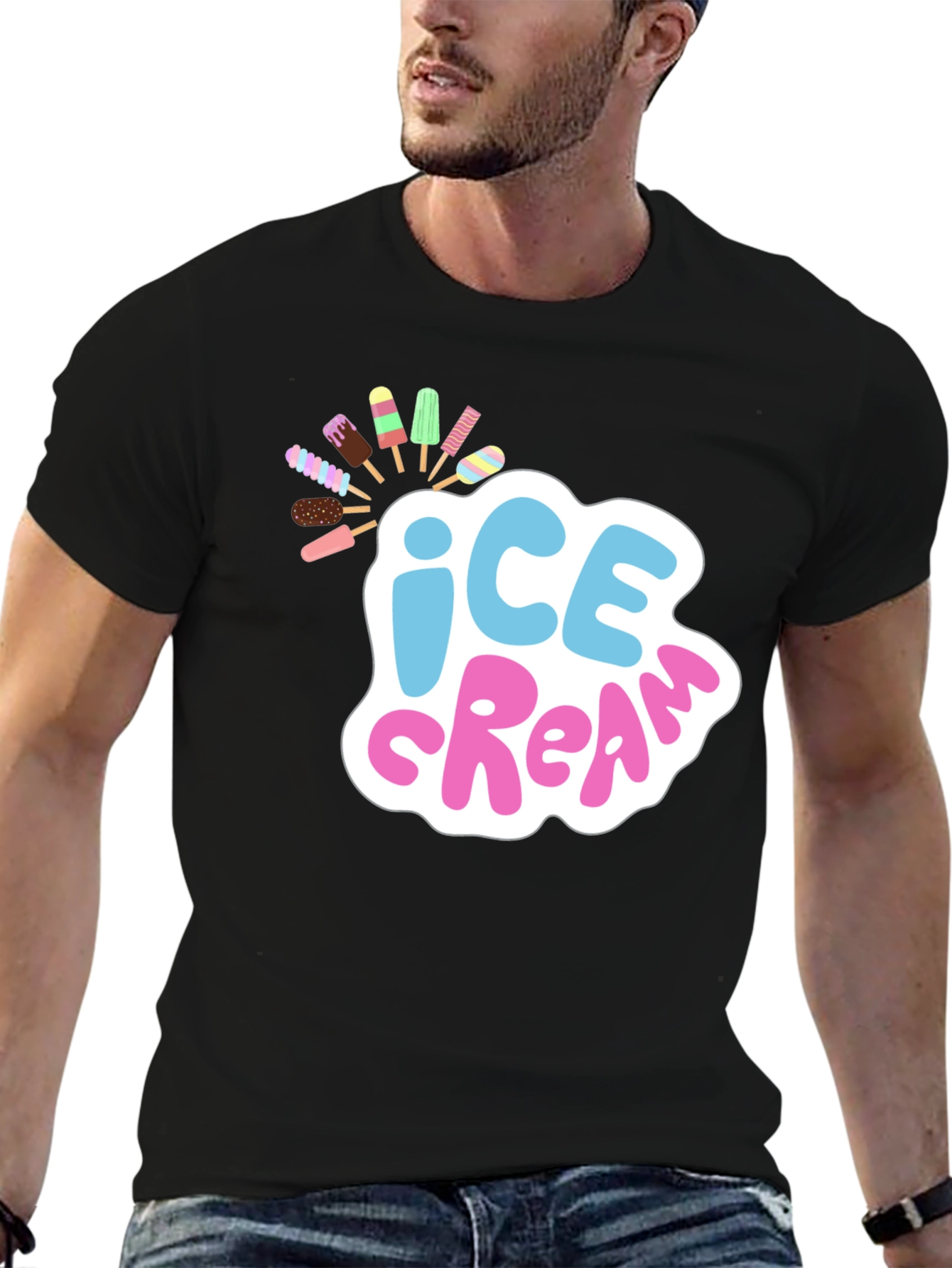 Black Ice Cream Graphic T-Shirt - Fun Summer Style view 6