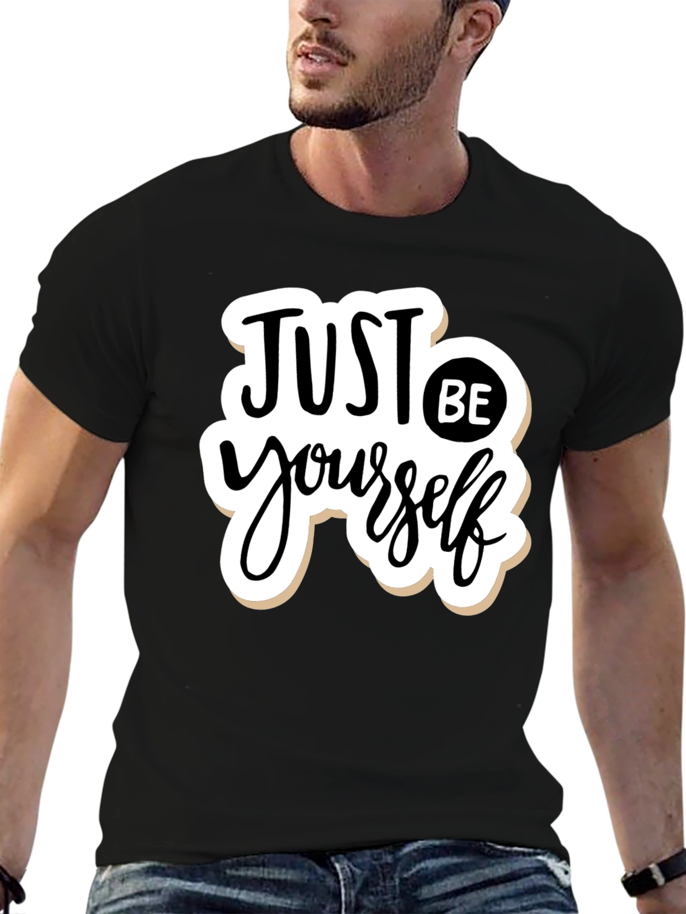 Black Just Be Yourself Graphic T-Shirt - Black view 6