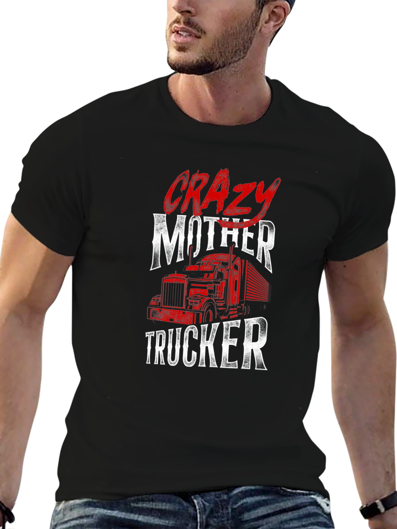 Black Crazy Mother Trucker Graphic Tee view 6