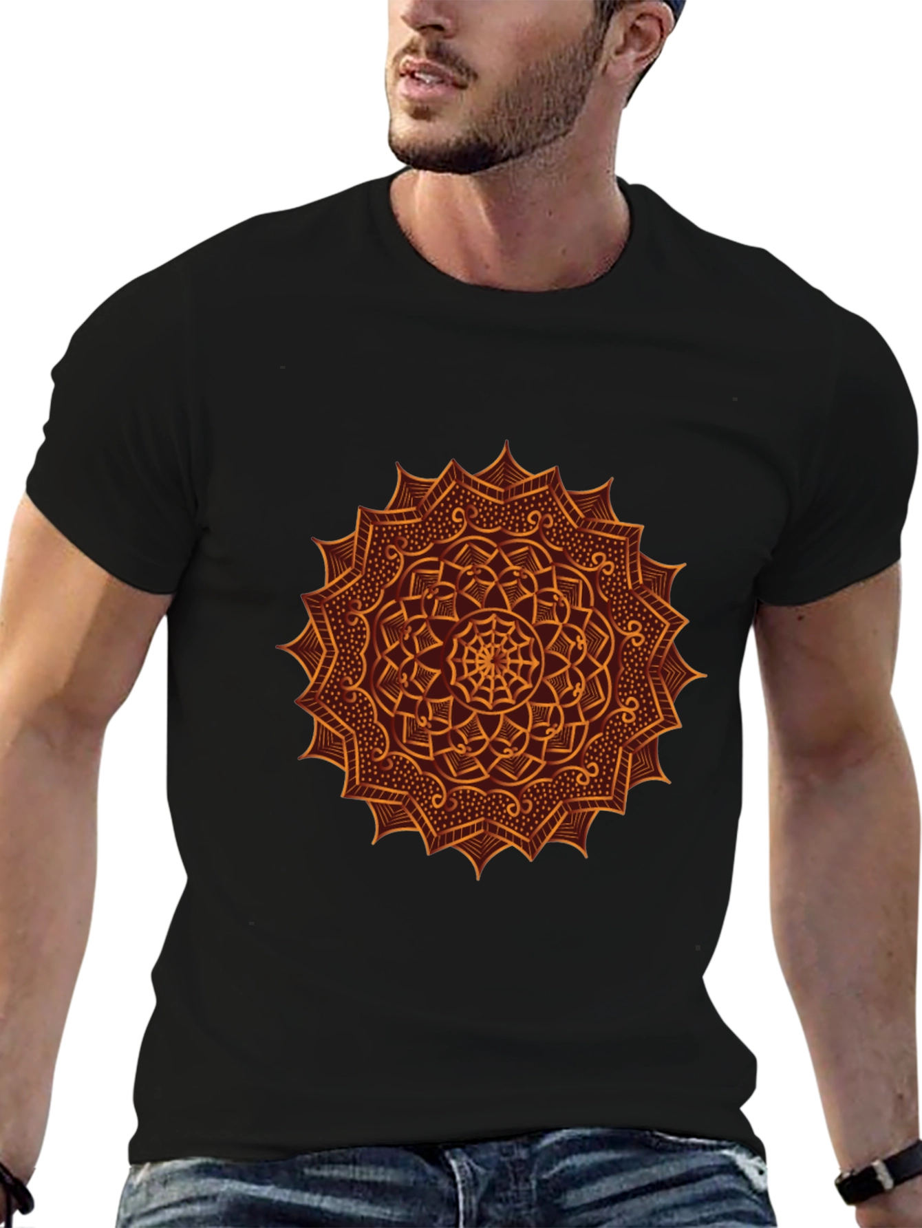Black Mandala Graphic Tee - Black view 6