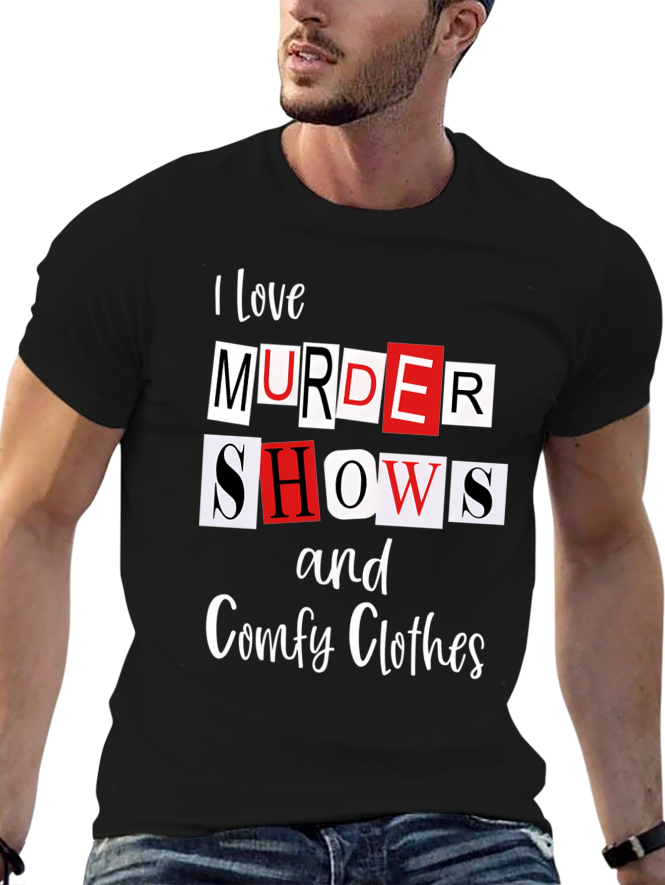 Black Murder Shows & Comfy Clothes Black Graphic Tee view 6
